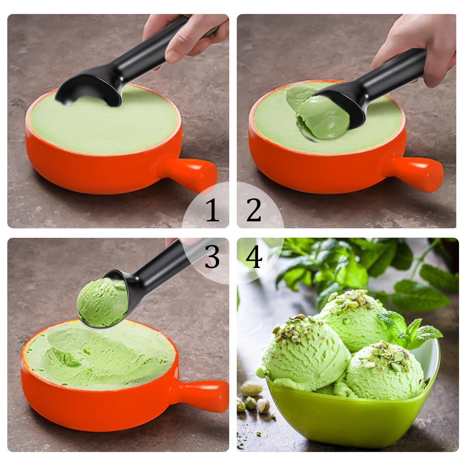 Pimoys 2.5oz Large Ice Cream Scoop 7 inches Nonstick Anti-Freeze 2.5oz, Black