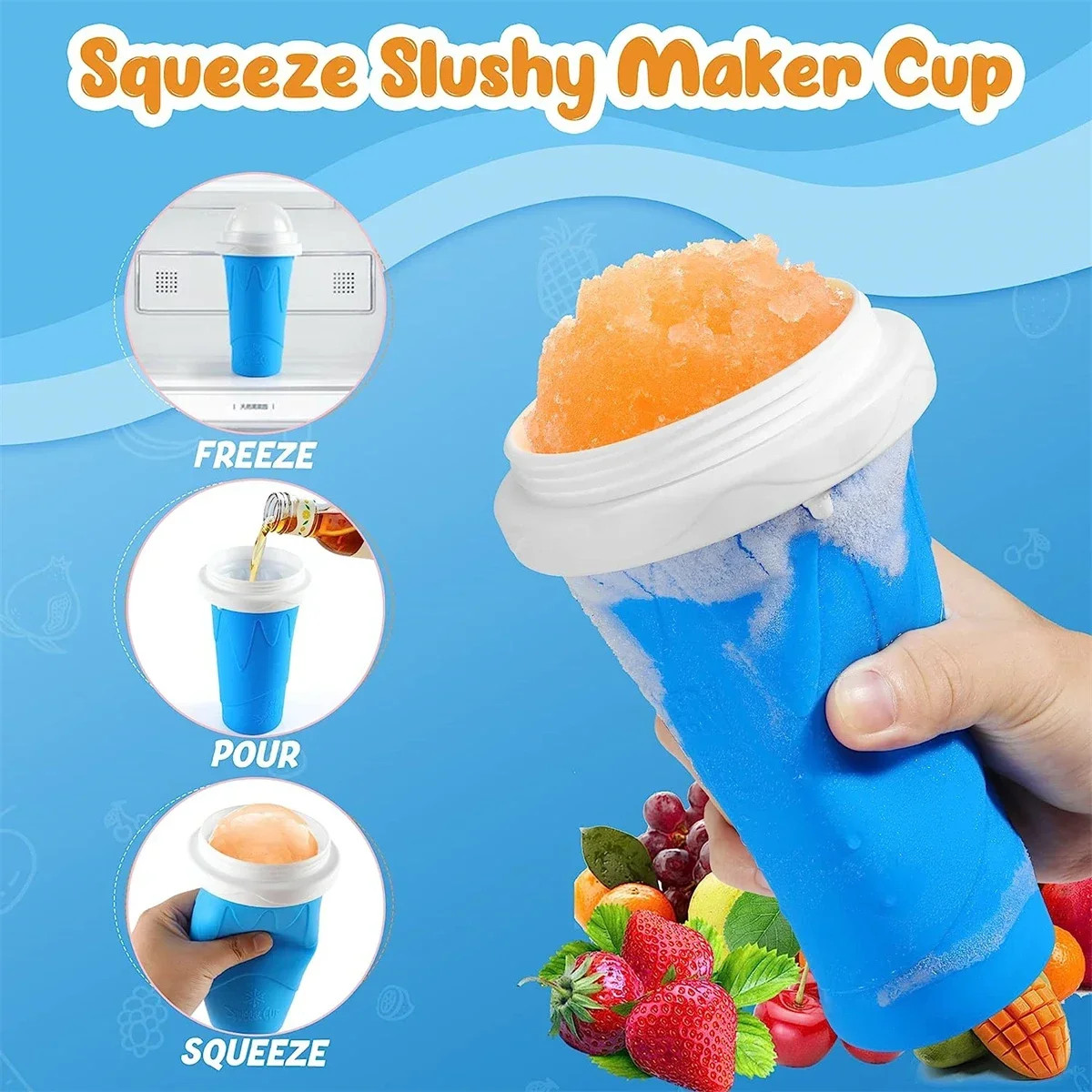 DIY Slushie Cup Frozen Smoothie Maker Portable Squeeze Bottle US