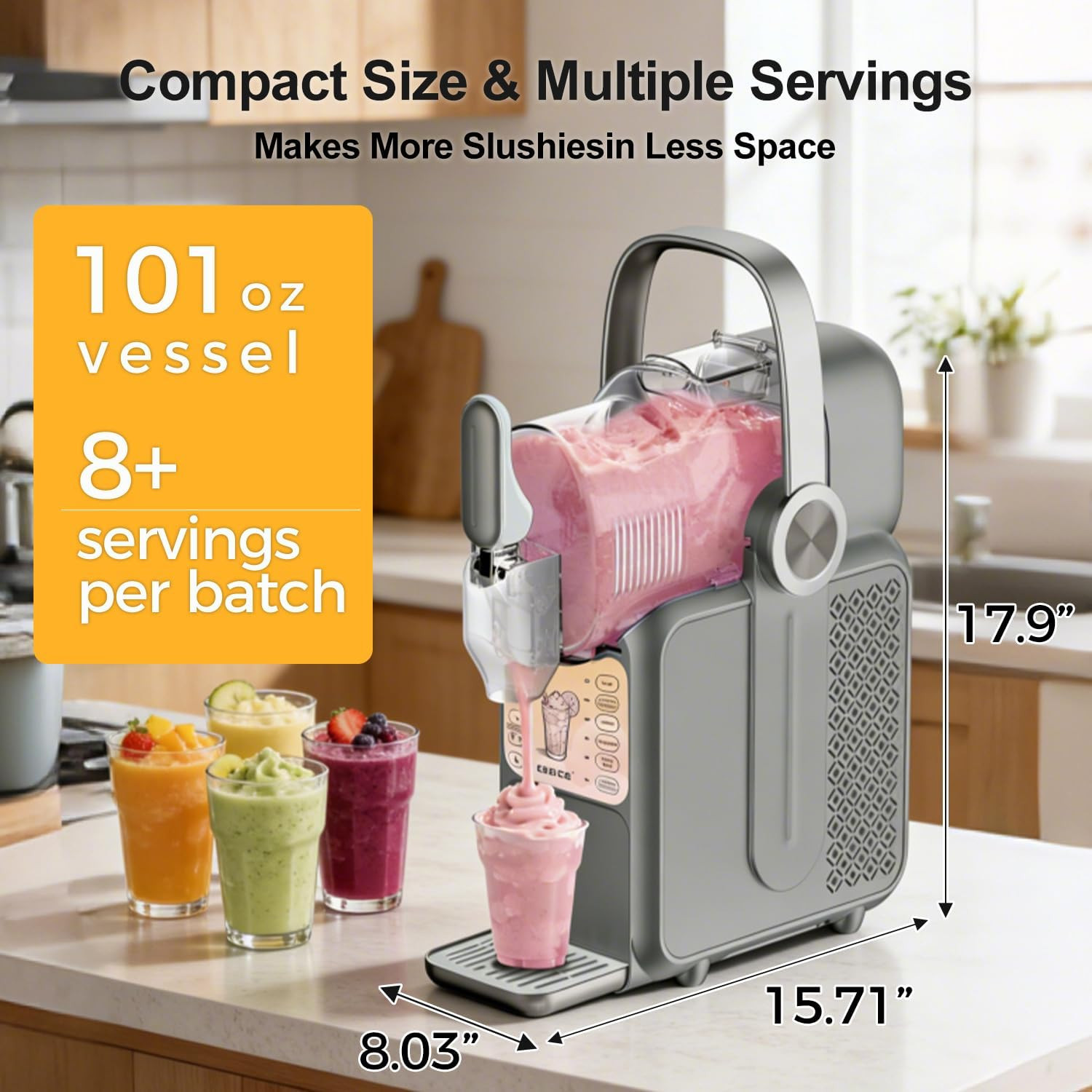 Slushie Machine, 2 in 1 Soft Serve Ice Cream Maker for Home, No Ice Needed, 6 Pr