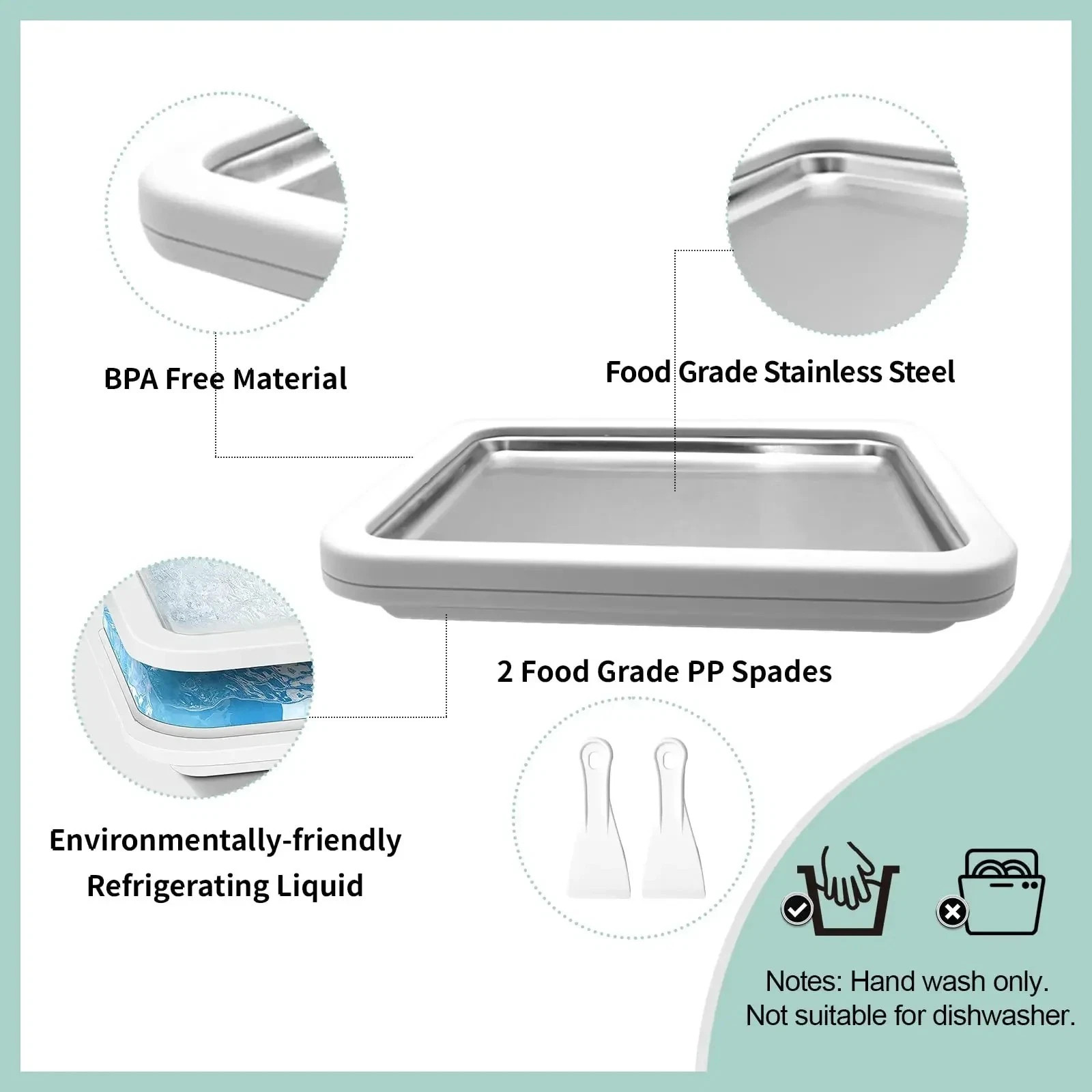 Rolled Ice Cream Maker DIY Frozen Yogurt Pan Homemade Ice Cream Tray Cool Desser