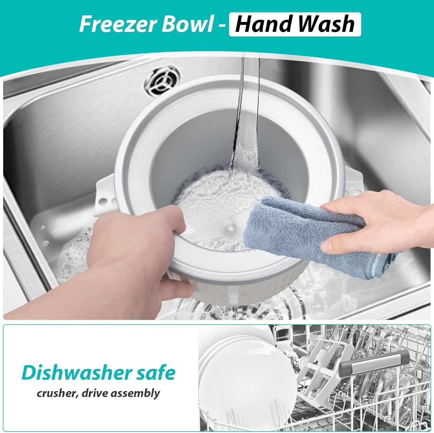 Ice Cream Maker Attachment for KitchenAid Stand Mixer,Ice Cream Bowl Compatible