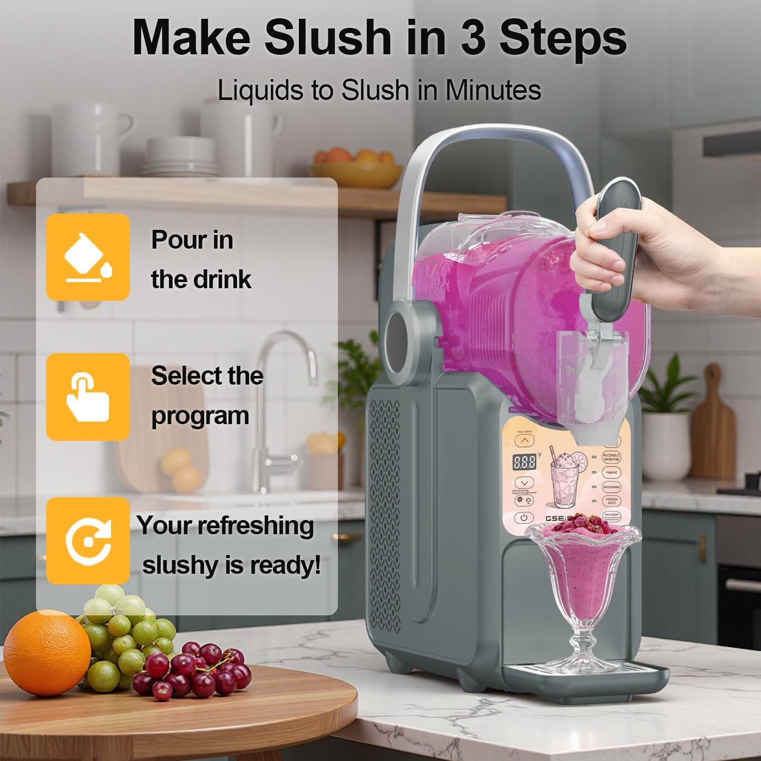 Slushie Machine, 2 in 1 Soft Serve Ice Cream Maker for Home, No Ice Needed, 6 Pr