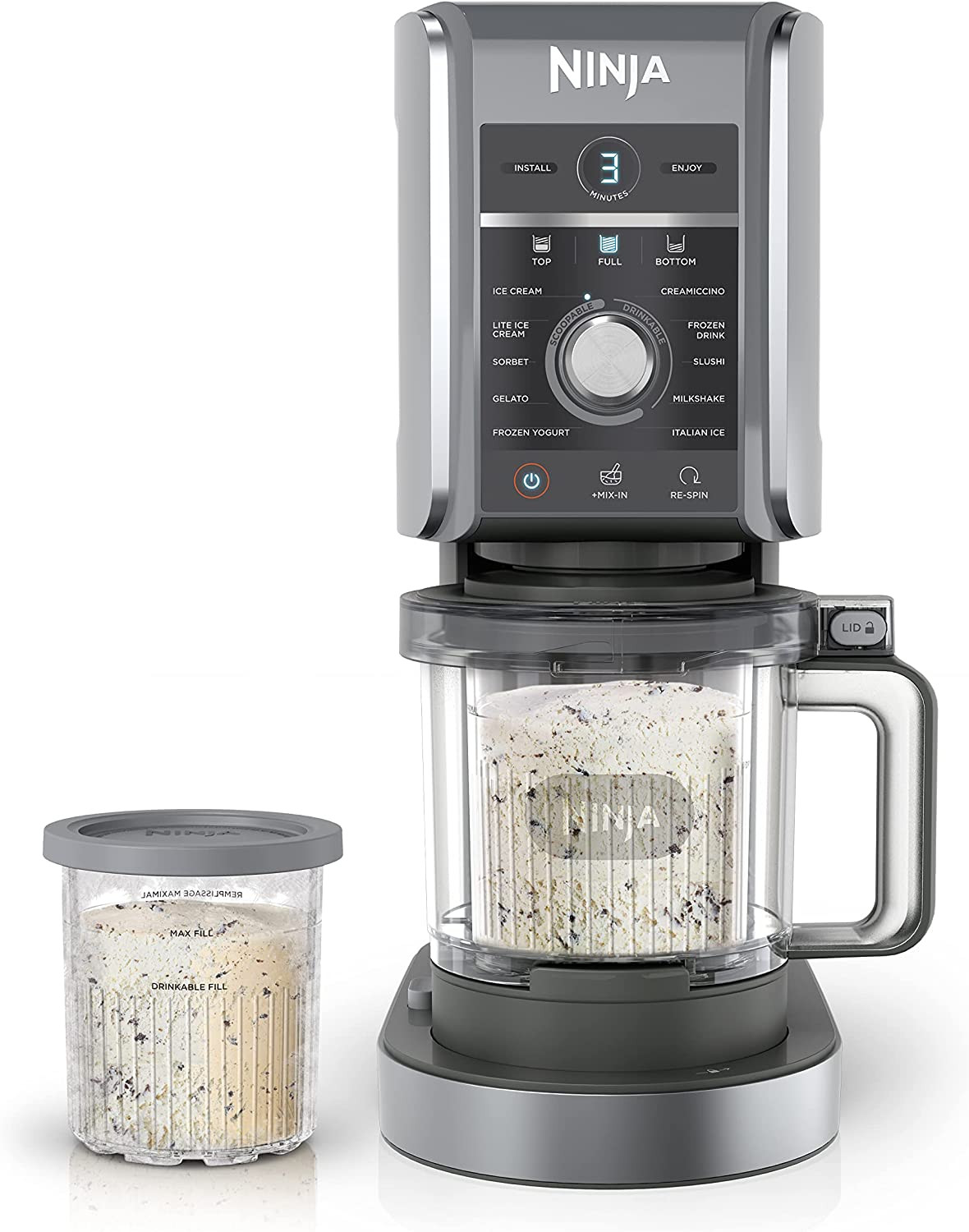 Creami Deluxe 11-In-1 Ice Cream & Frozen Treat Maker, Silver,(2) 24 Oz. Tubs