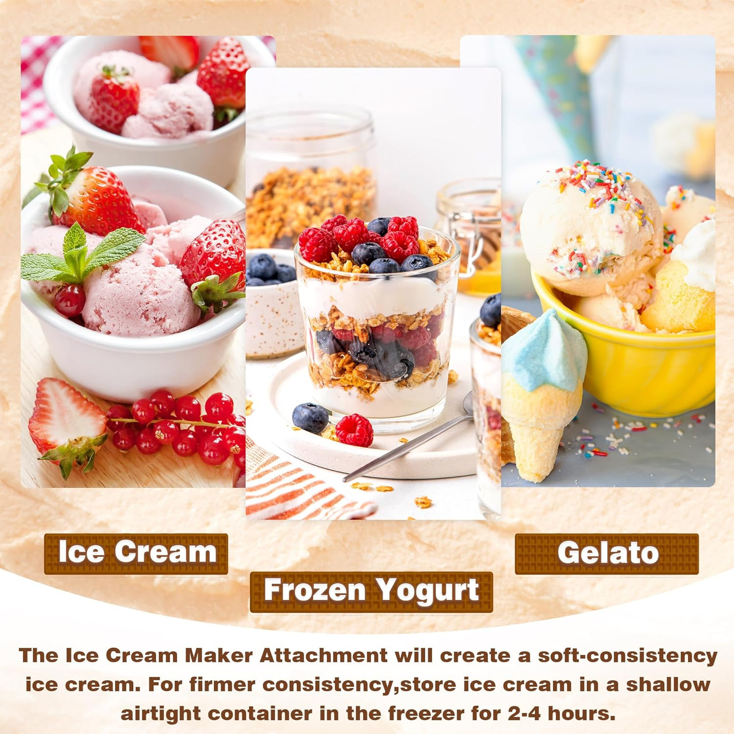Ice Cream Maker Attachment for Kitchenaid Stand Mixer, Compatible with Kitchenai