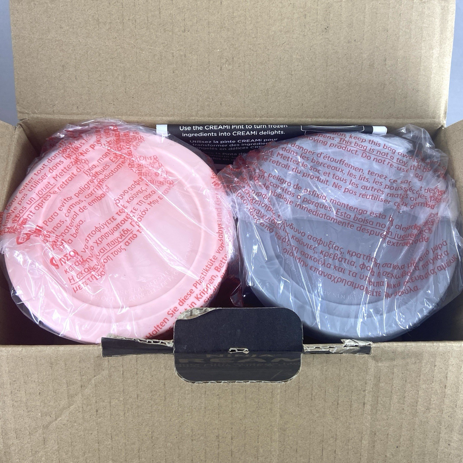 Ninja CREAMi Pints with Storage Lids 4 Pack Aqua Lime Pink Gray XSKPLD4BCD