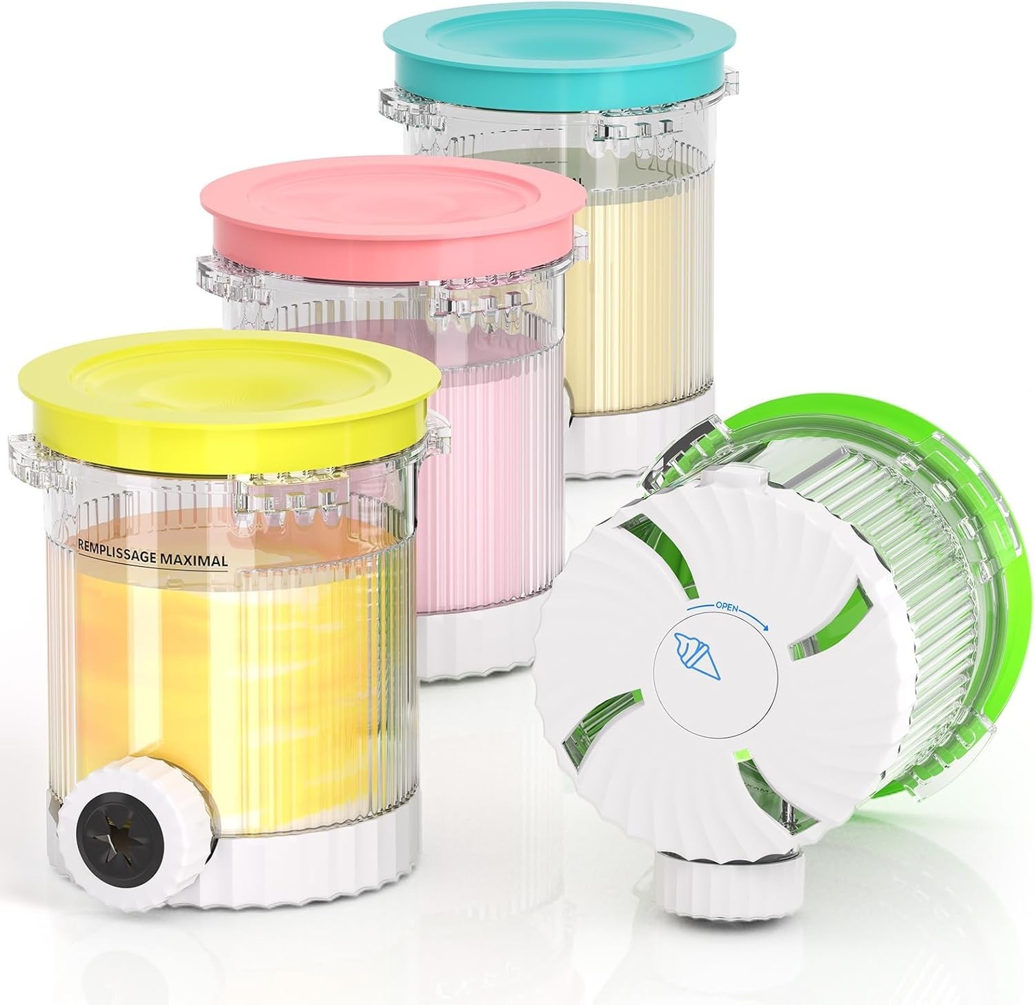 4 Pack Ninja Creami Swirl Pints & Lids Compatible W/ Ninja NC700 Series NC701