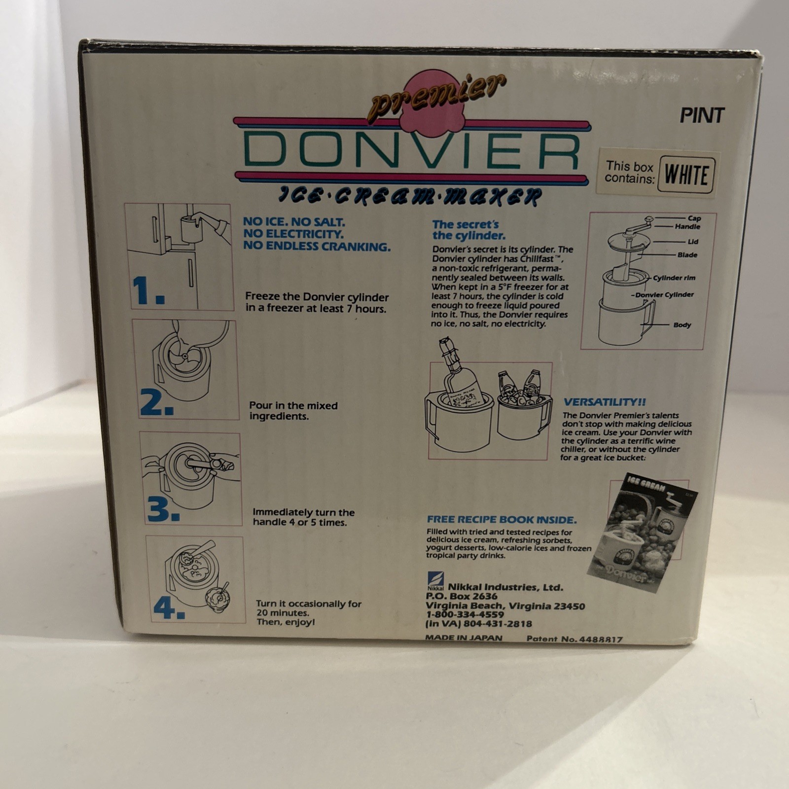 Donvier Premier Ice Cream Maker 1 Pint Manual Hand Crank – Open Box