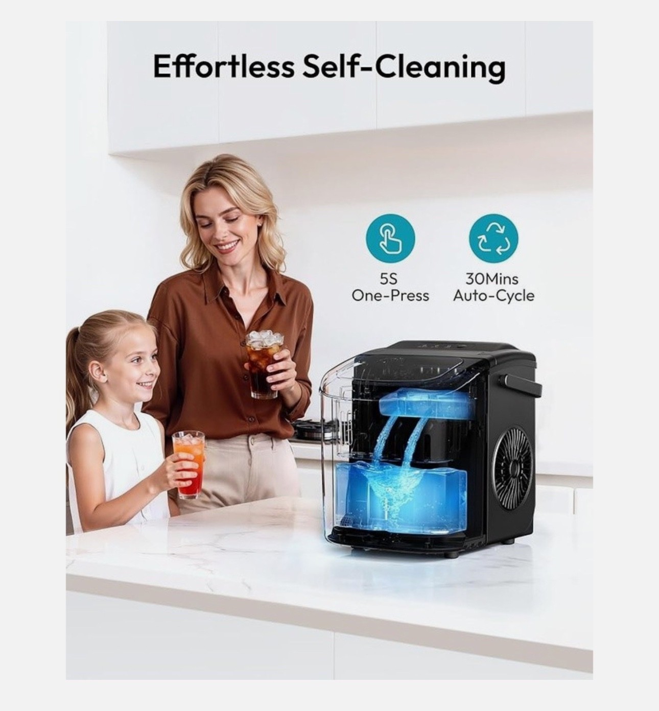 EUHOMY Countertop Ice Maker Machine, 26lbs/24Hrs, 9 Ice Cubes Ready in 6 Mins