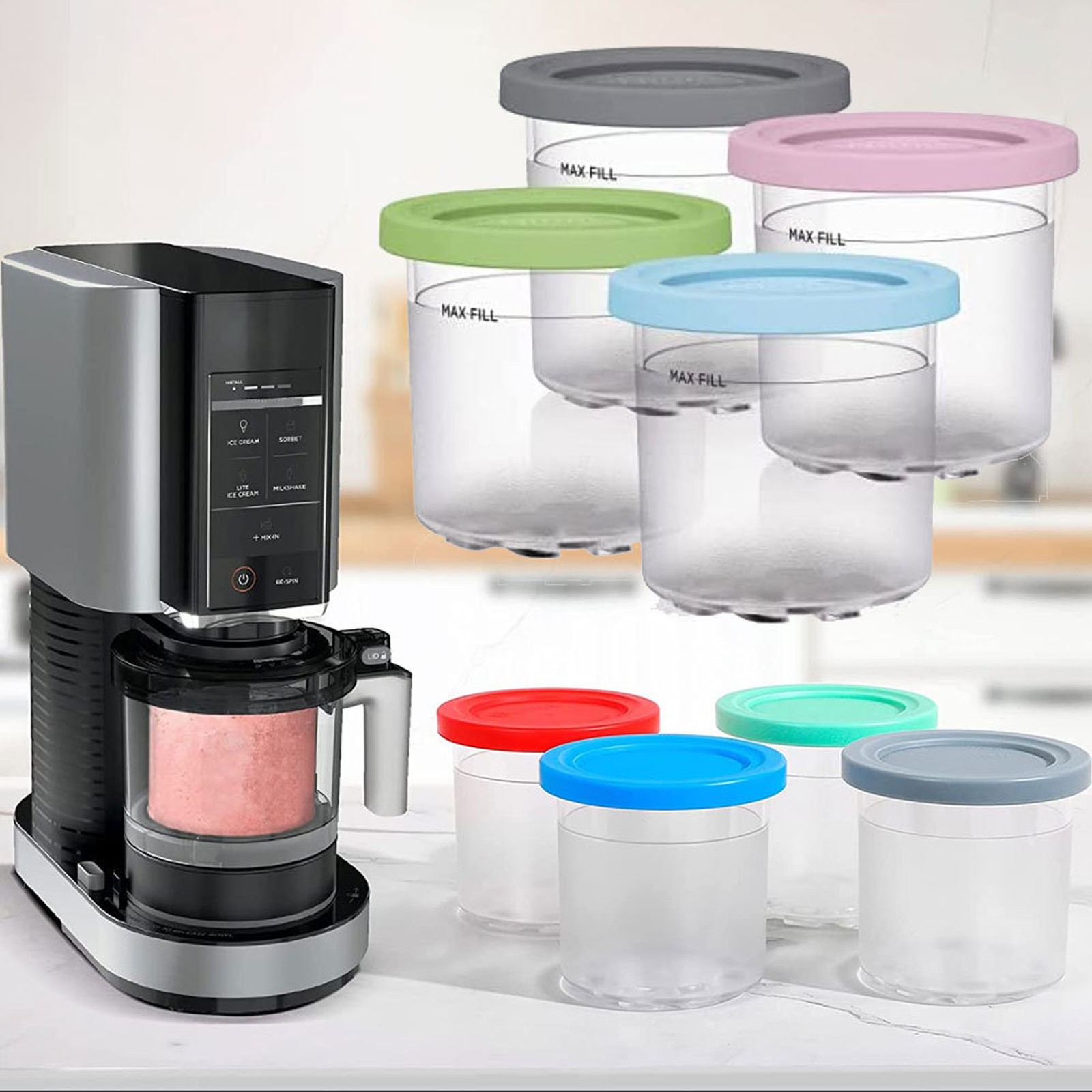 Ice Cream Pints Transparent Reusable Pints Homemade Ice Cream Container With-DSO