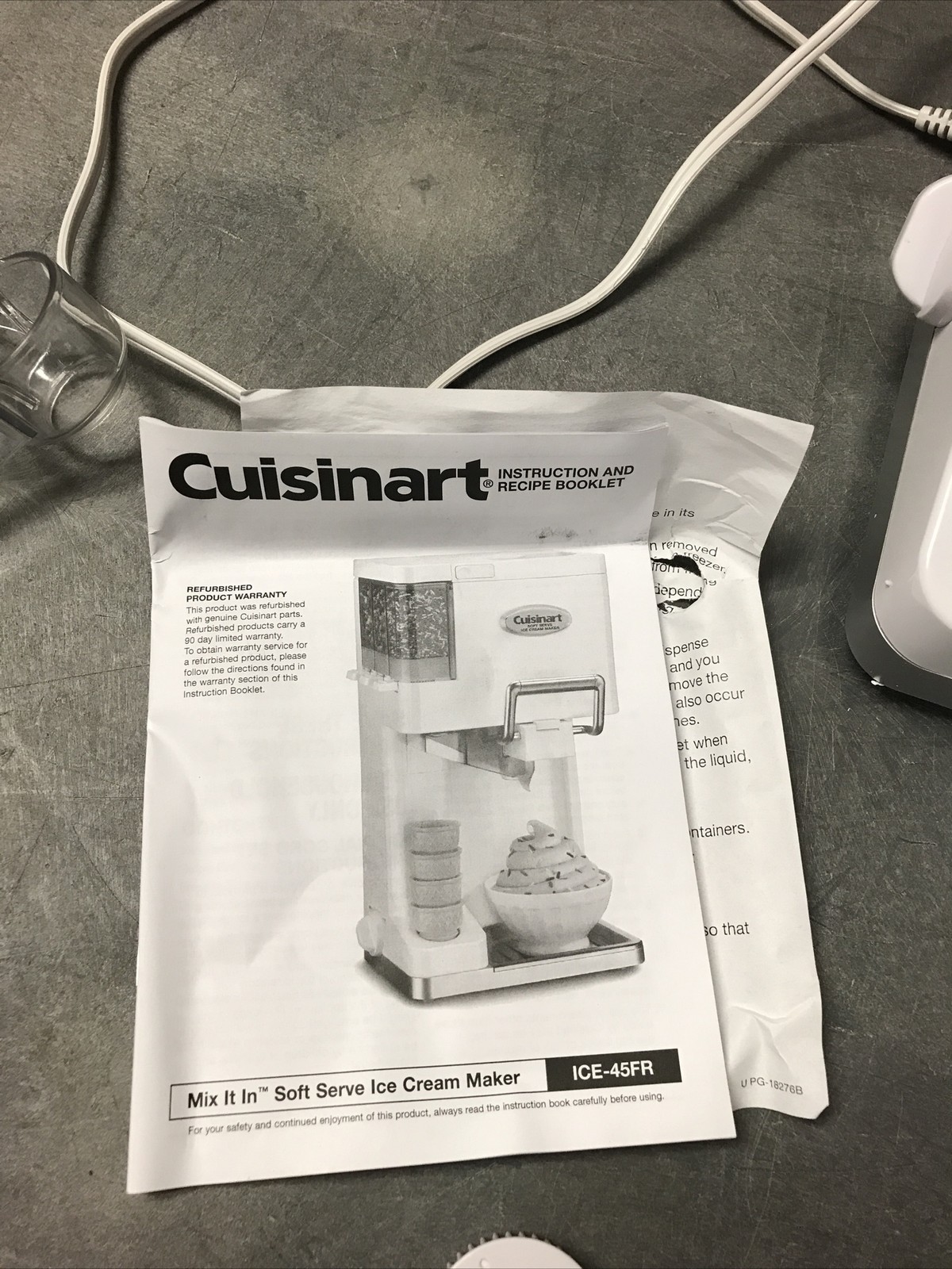 Cuisinart ICE-45P1 Mix Serve 1.5-Quart Soft Service Ice Cream Maker White WORKS