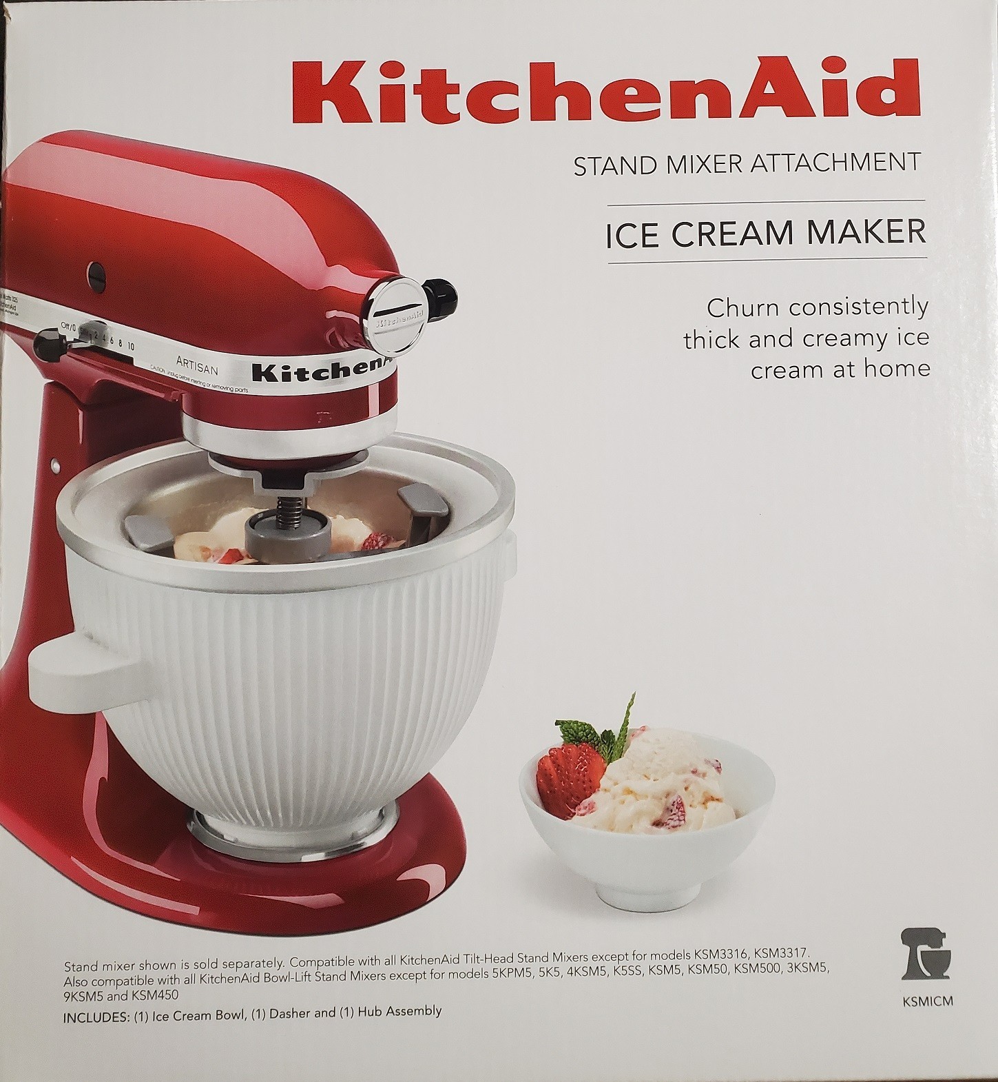 Kitchenaid Stand Mixer Ice Cream Maker Attachment KSMICM