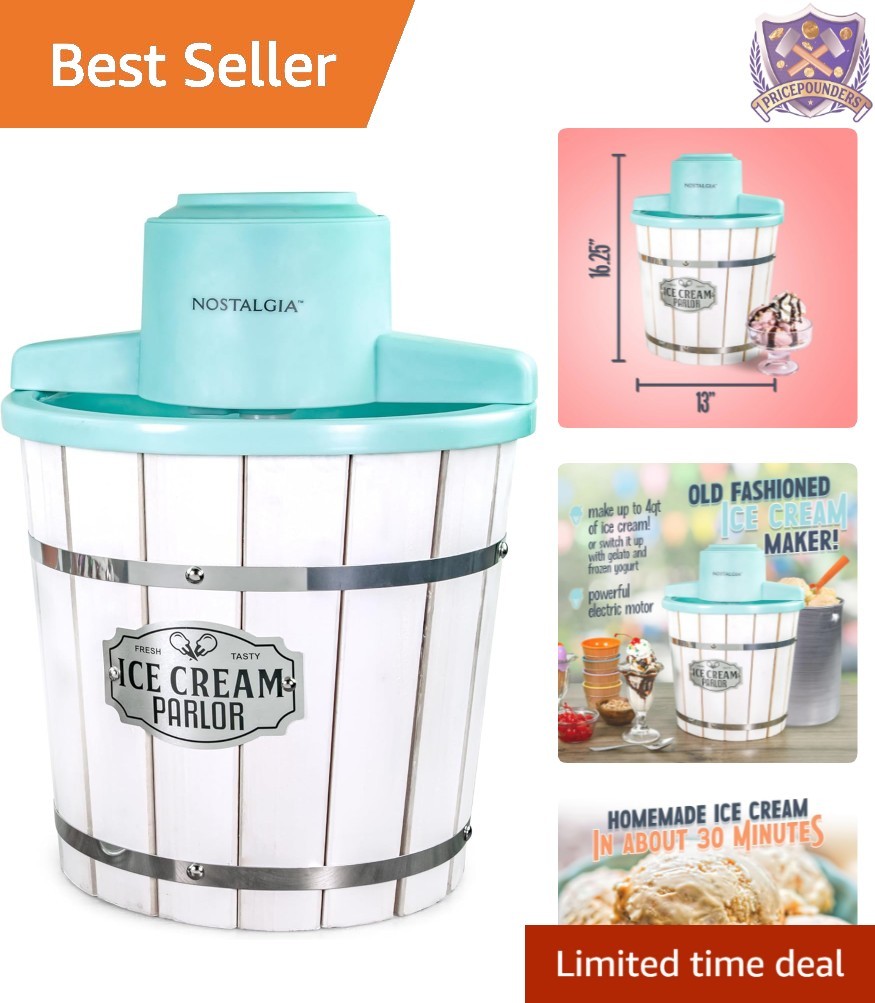 Electric Ice Cream Maker 4 Qt Portable Soft Serve Frozen Yogurt Gelato