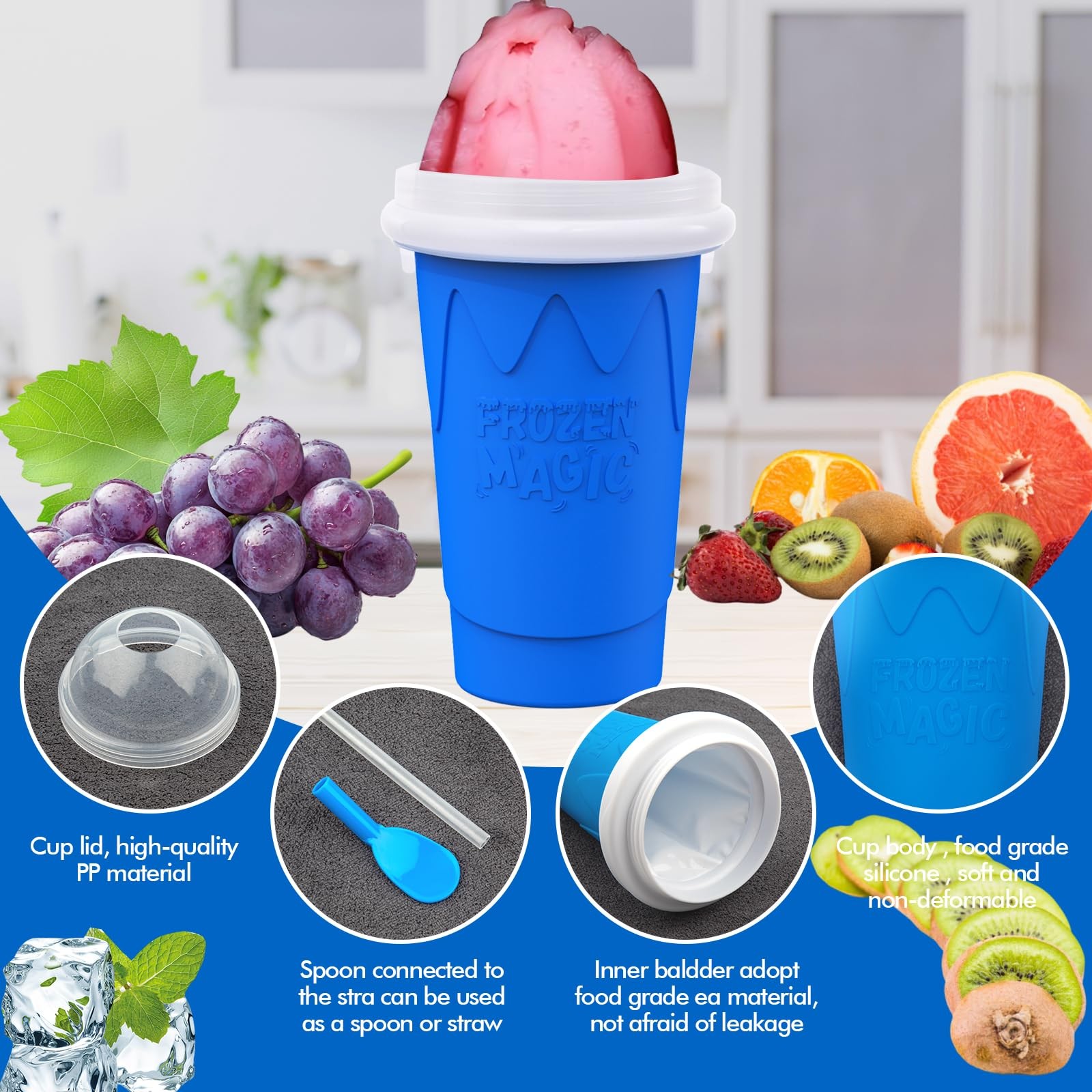 500ML Slushie Maker Cup, Magic Quick Frozen Smoothies Cups for Homemade Milk …