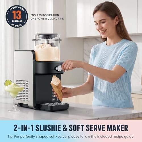 Slushie Machine for Home, 2-in-1 Slushy & Soft Serve Ice Cream Maker with