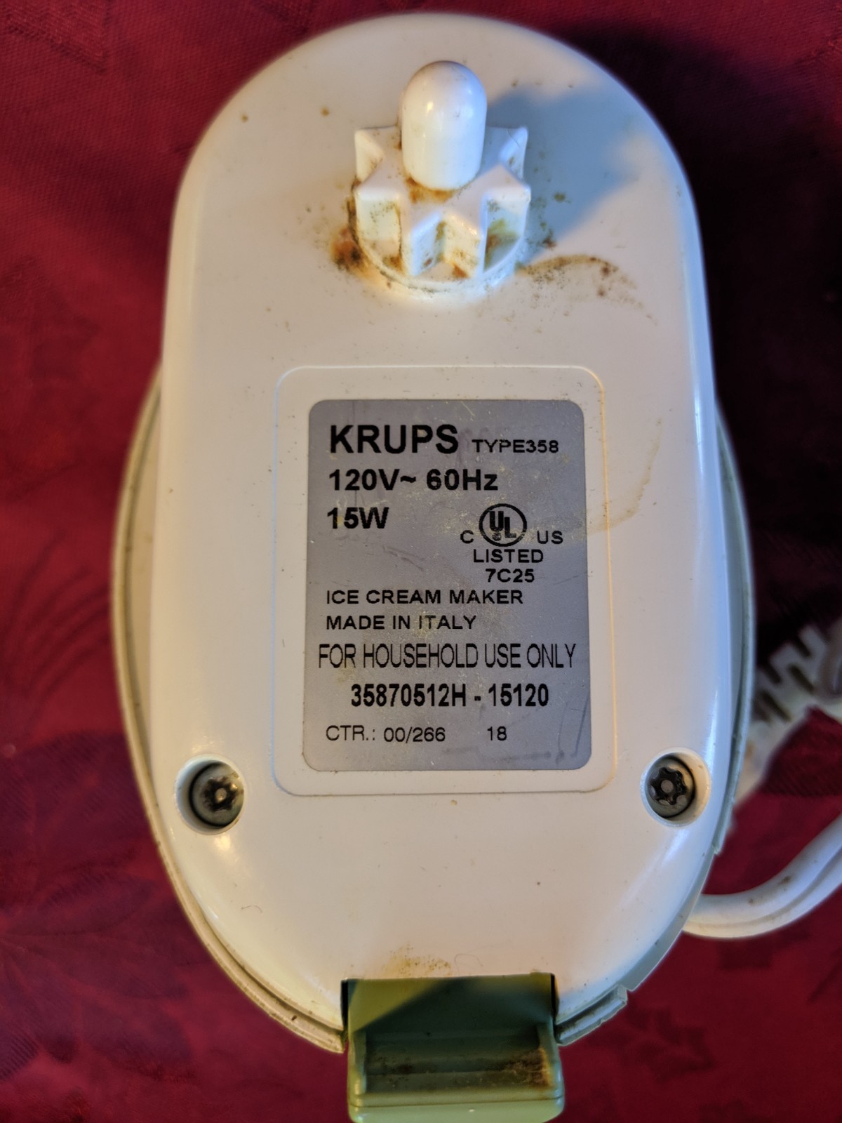 KRUPS 358 La Graciere Electric Ice Cream Maker 1.5 Qt Motor Paddle lid Parts