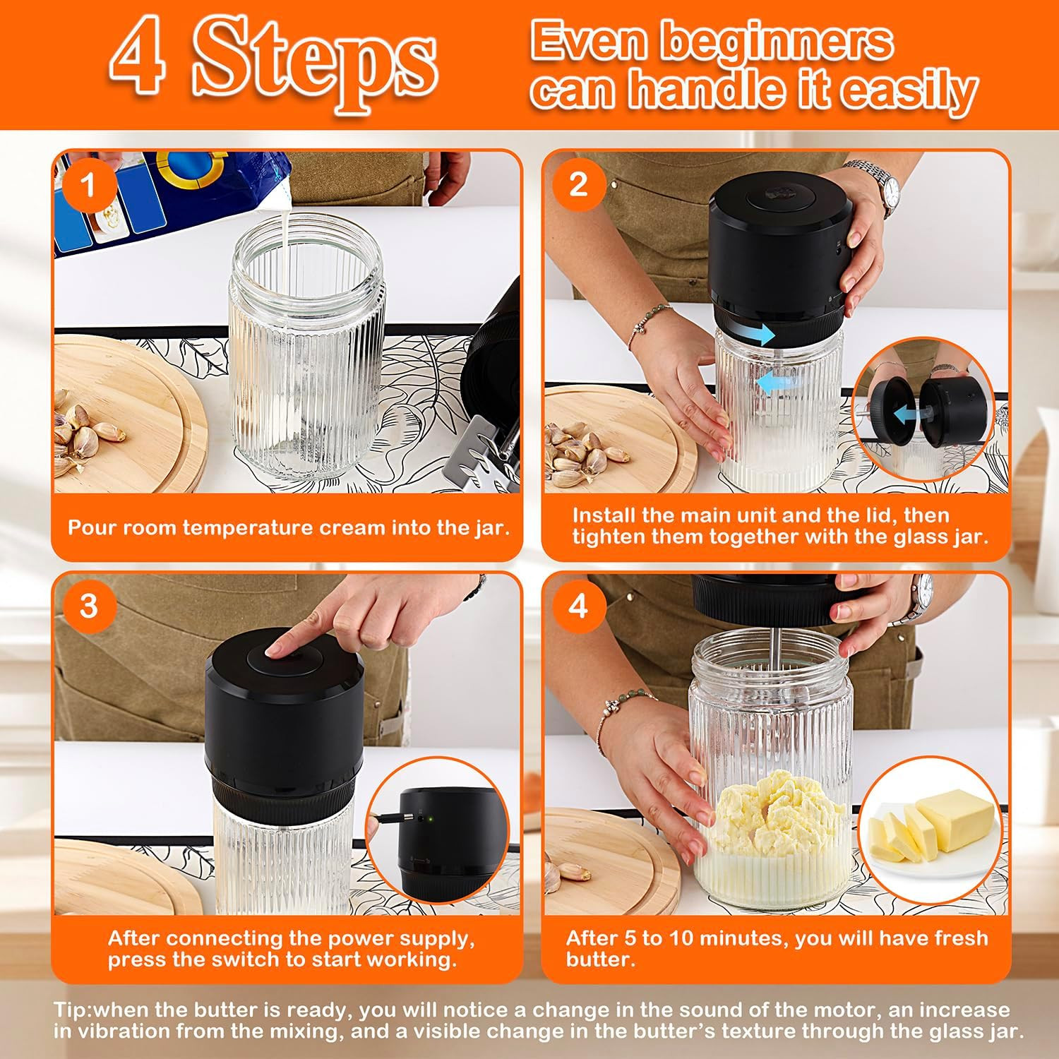 One-Touch Electric Butter Churn – Quick 5-10 Min Creamy Results