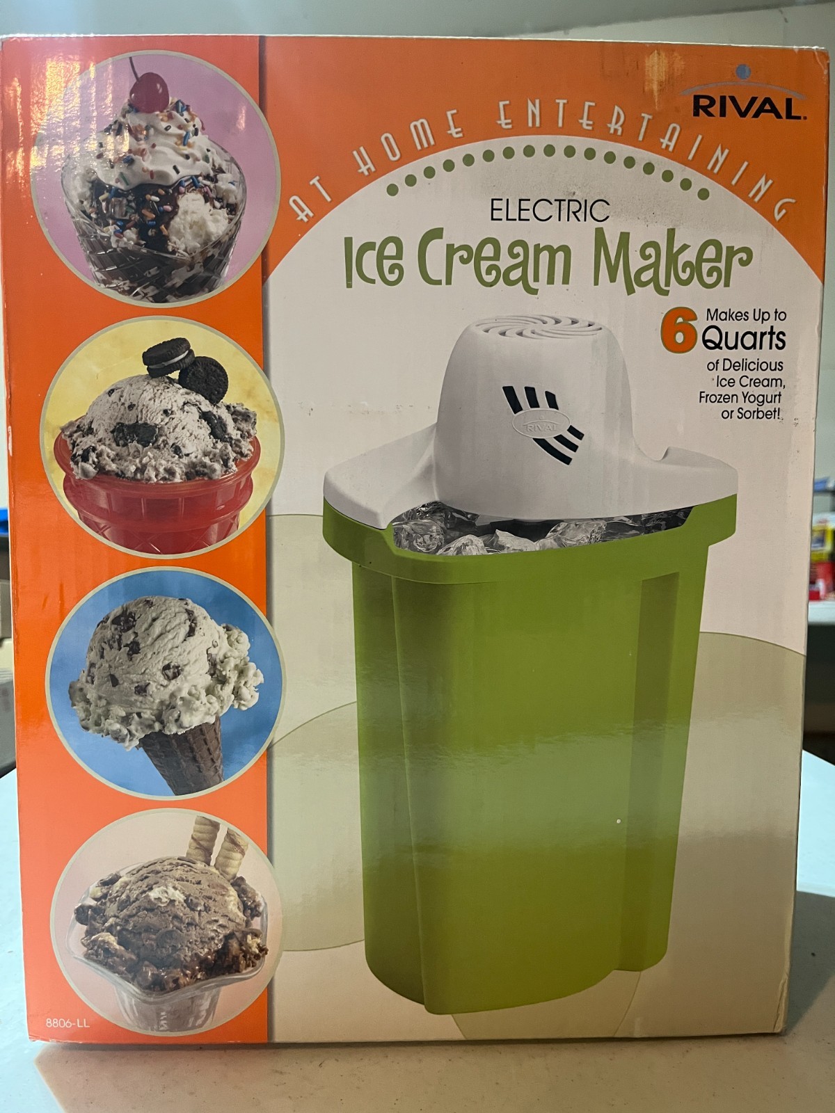 6 QT Rival Electric Ice Cream Frozen Yogurt Sorbet Maker (Model 8804/8806)