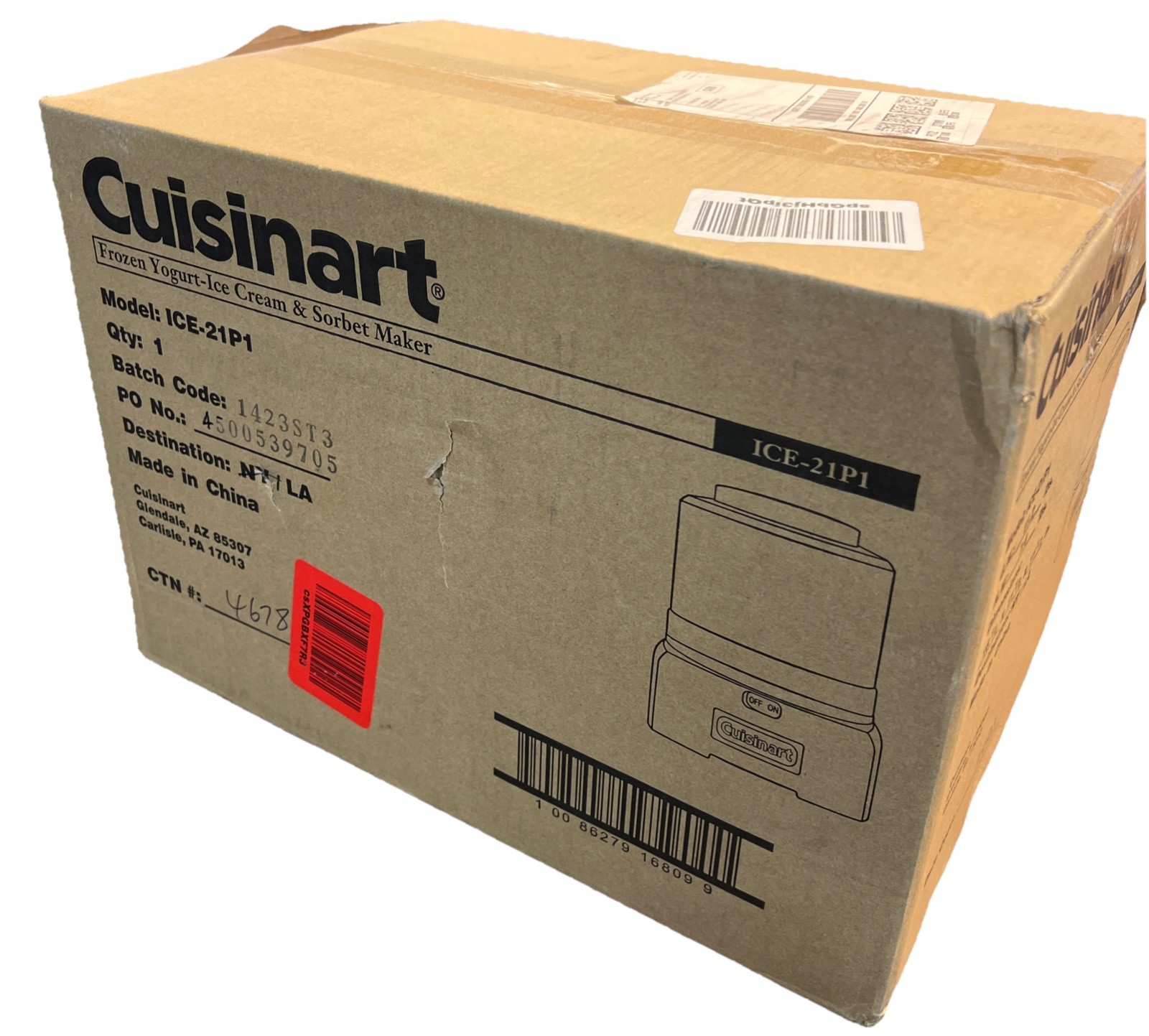 Cuisinart 1.5QT Frozen Dessert Maker White Yogurt Ice Cream Sorbet ICE-21P1 48oz