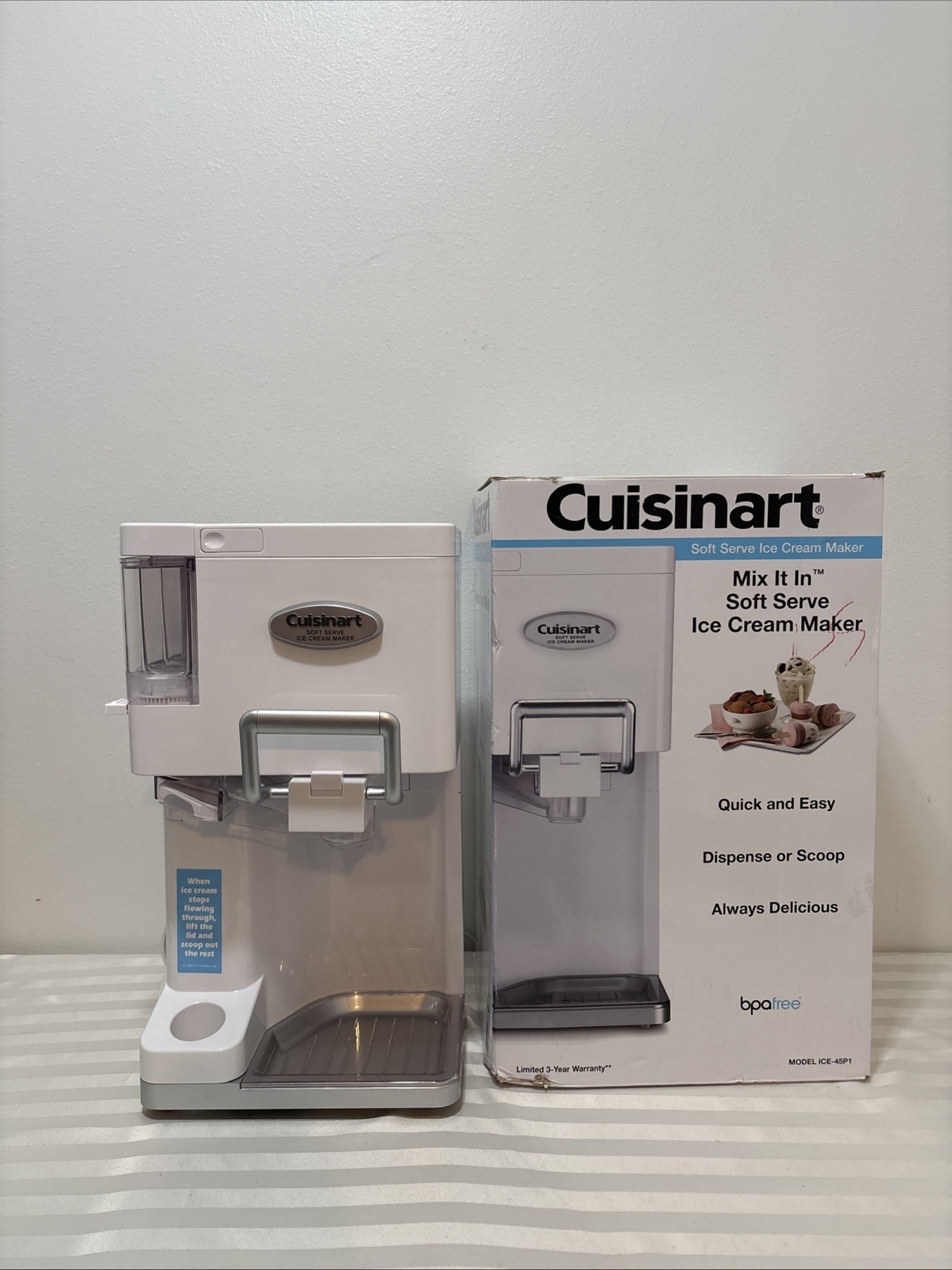 Cuisinart Mix It In ICE-45 Soft Serve Maker 1.5 qt White Freezer Bowl w/ Tray