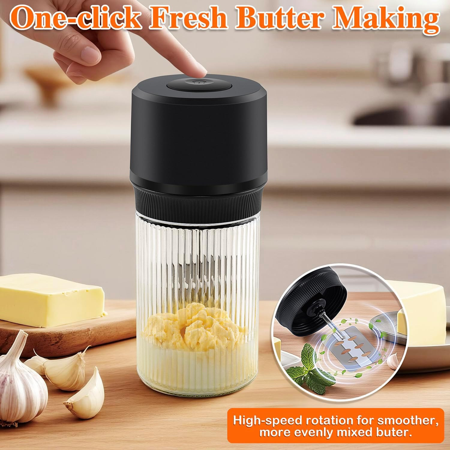 One-Touch Electric Butter Churn – Quick 5-10 Min Creamy Results