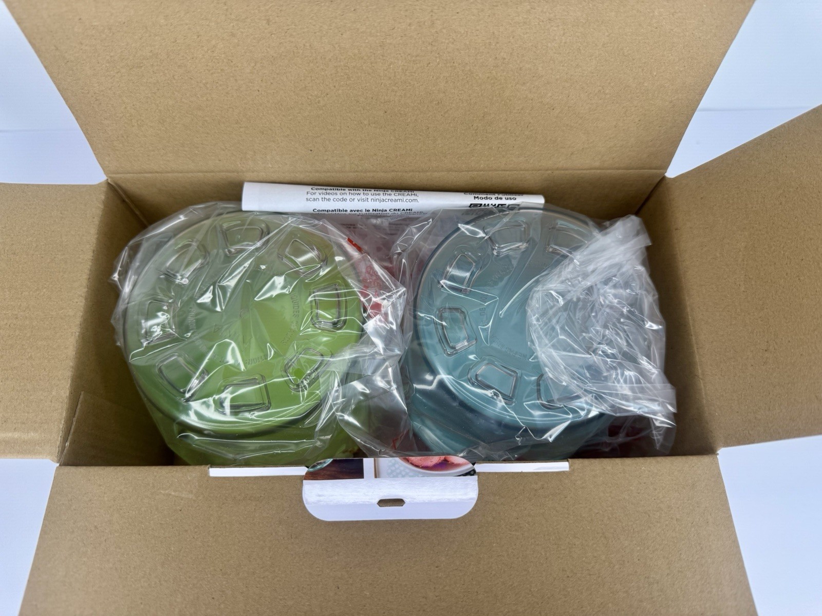 Ninja Creami Pints & Lids 2 Pack Compatible With NC300 Lime & Aqua Ice Cream NEW