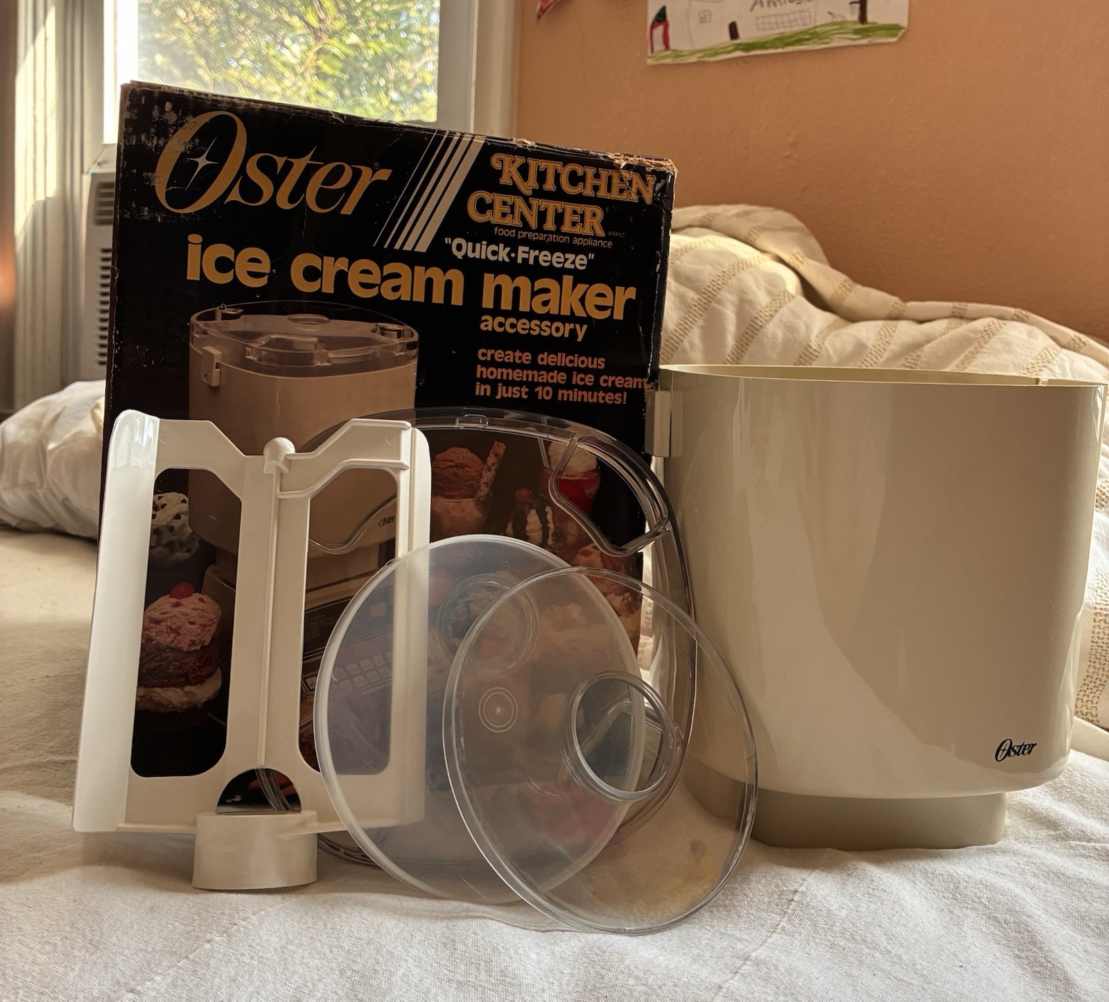 Vintage COMPLETE Oster Ice Cream Maker Attachment Kitchen Center Quick Freeze