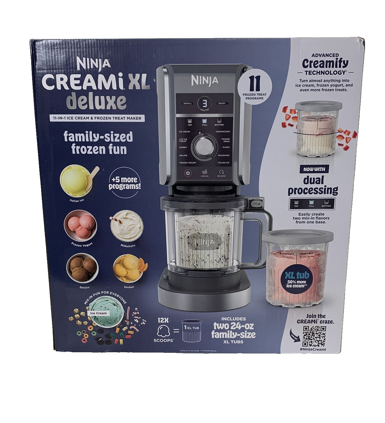 Ninja CREAMi Deluxe XL 11-in-1 Ice Cream & Frozen Treat Maker NC501 Silver