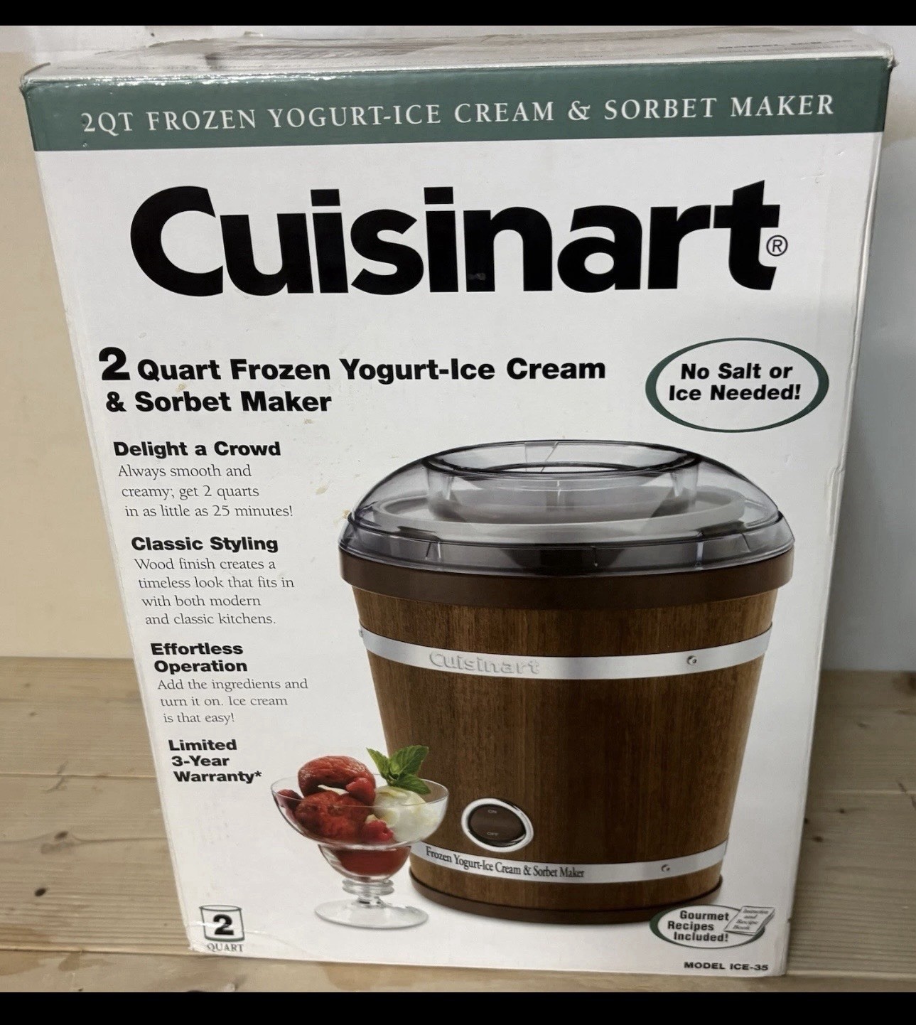 Cusinart ICE-35 2 Quart Frozen Yogurt-Ice Cream & Sorbet Maker Wood Finish