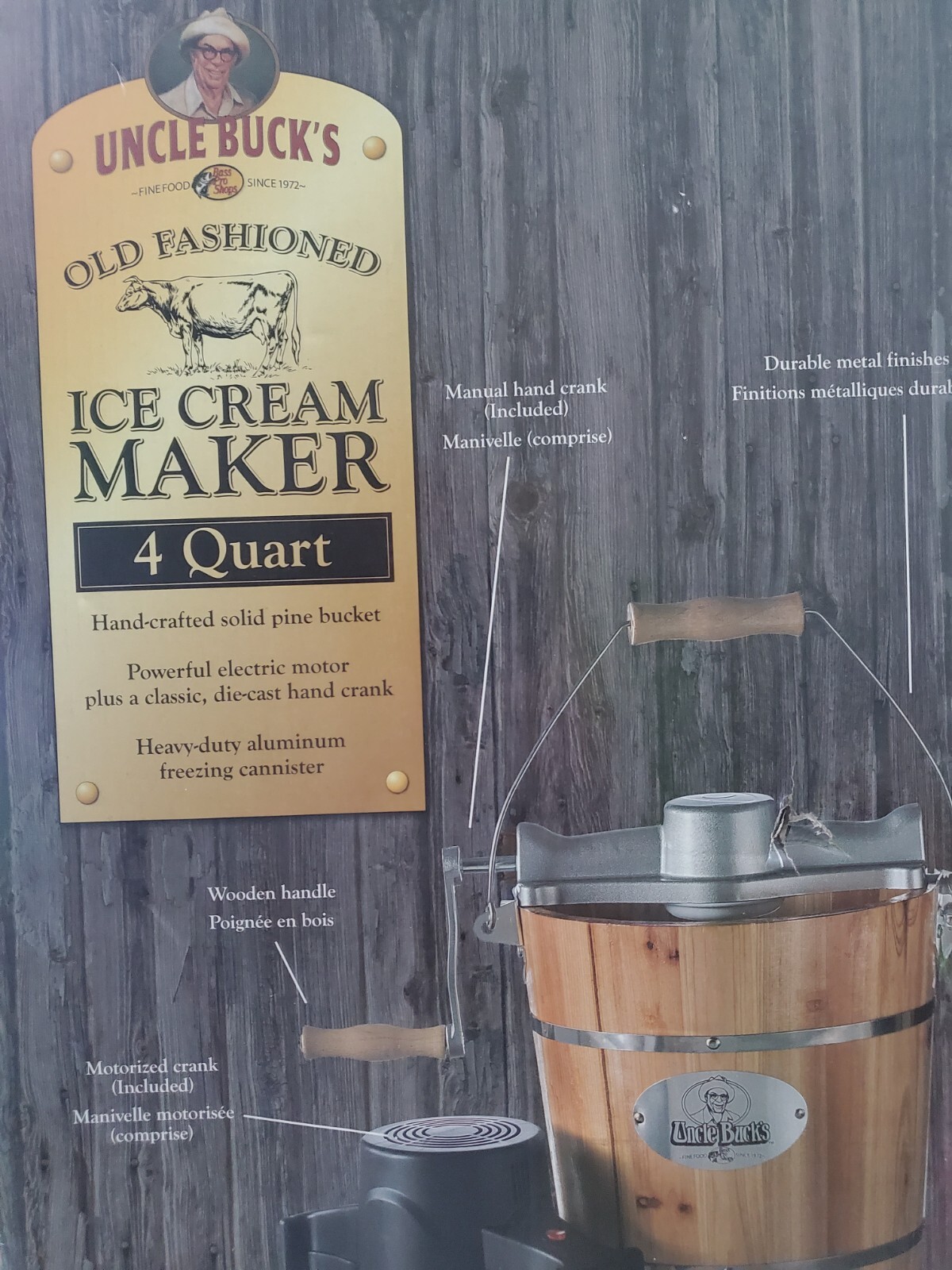 UNCLE BUCK’S OLD FASHIONED ICE 4-QUART ICE CREAM MAKER: NEW