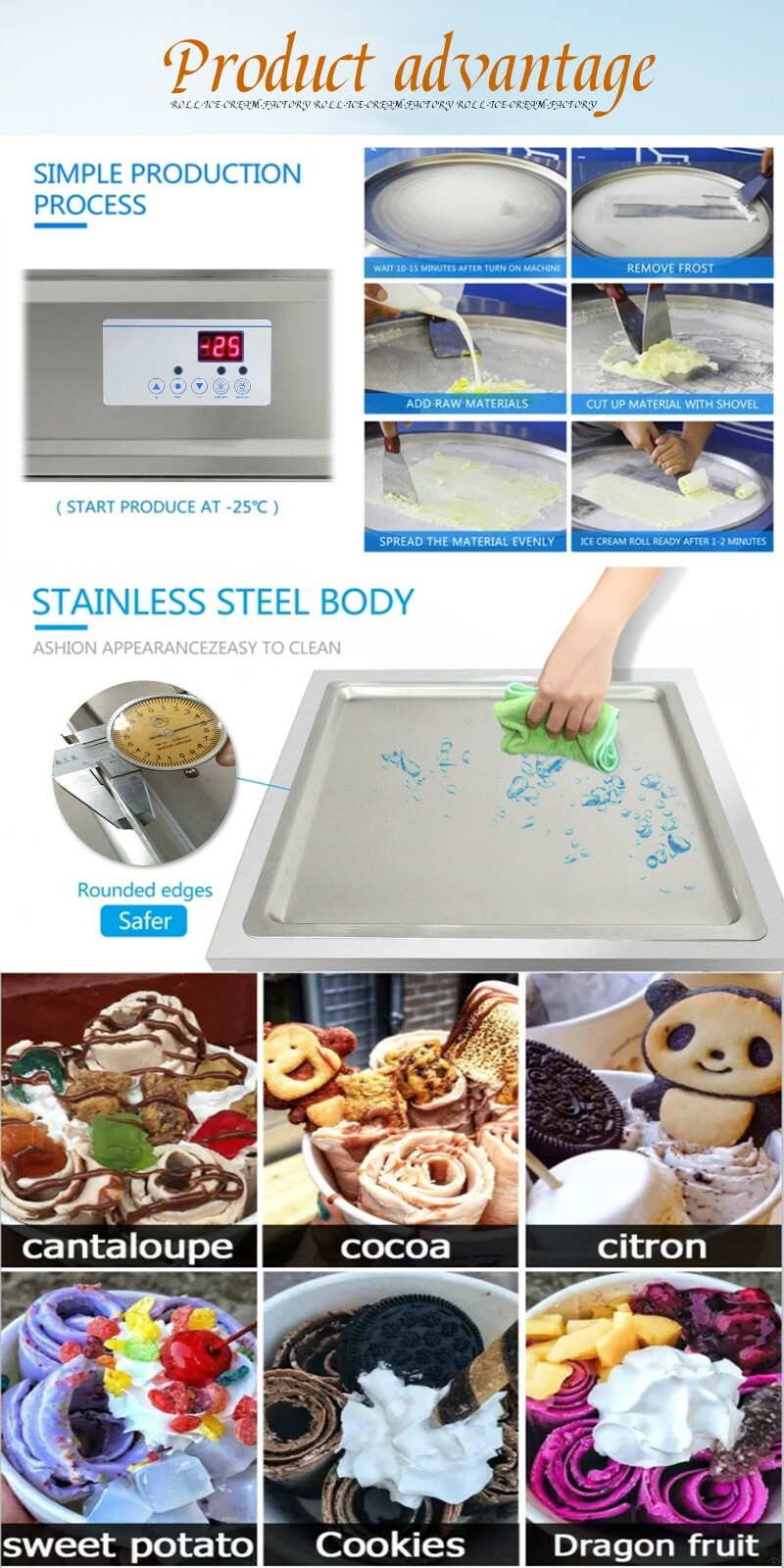 Kolice Commercial ETL 21″X21” Single Square Pan Fry ice Cream roll Machine