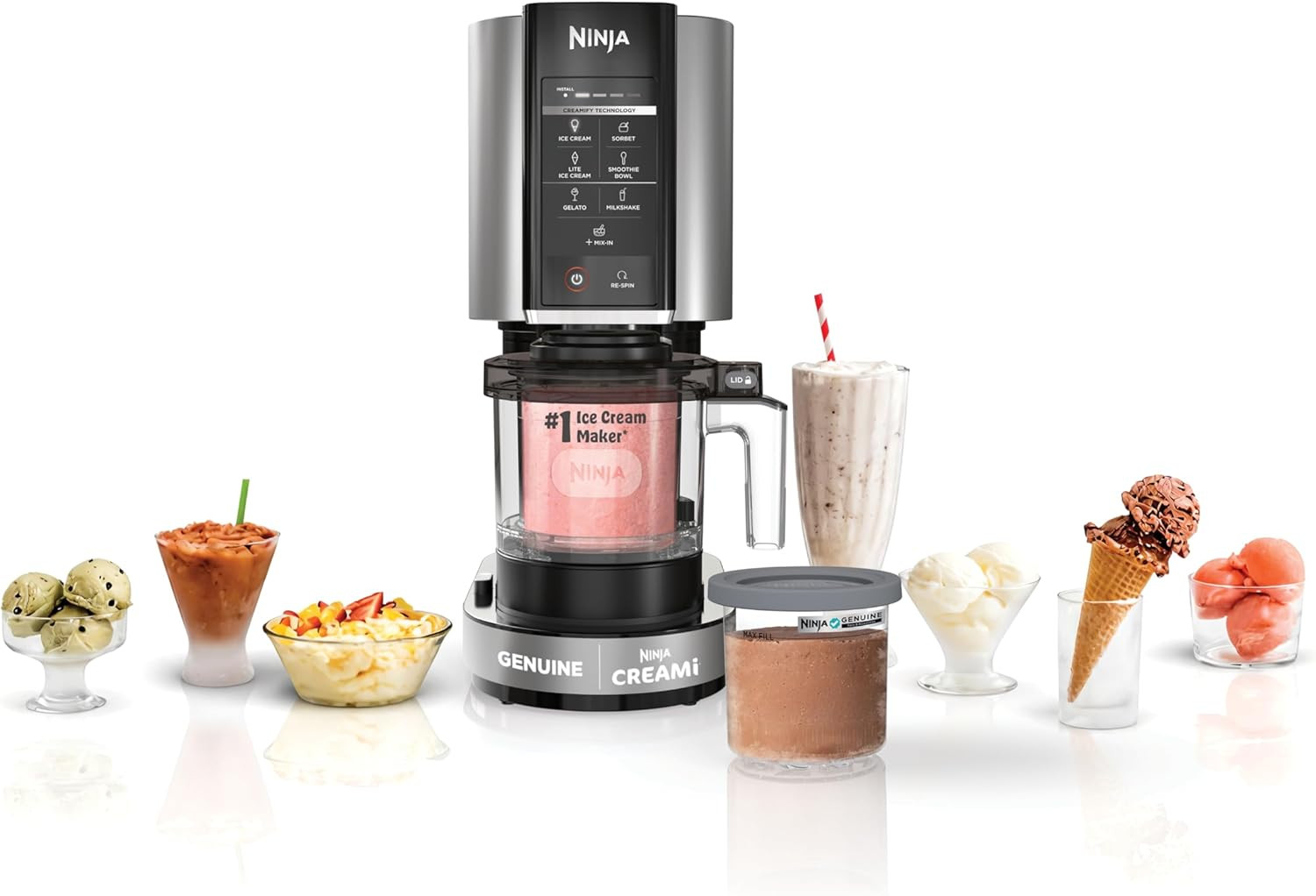 Ninja NC301 Creami Ice Cream Maker, for Gelato, Mix-Ins, Milkshakes, Sorbet, Smo