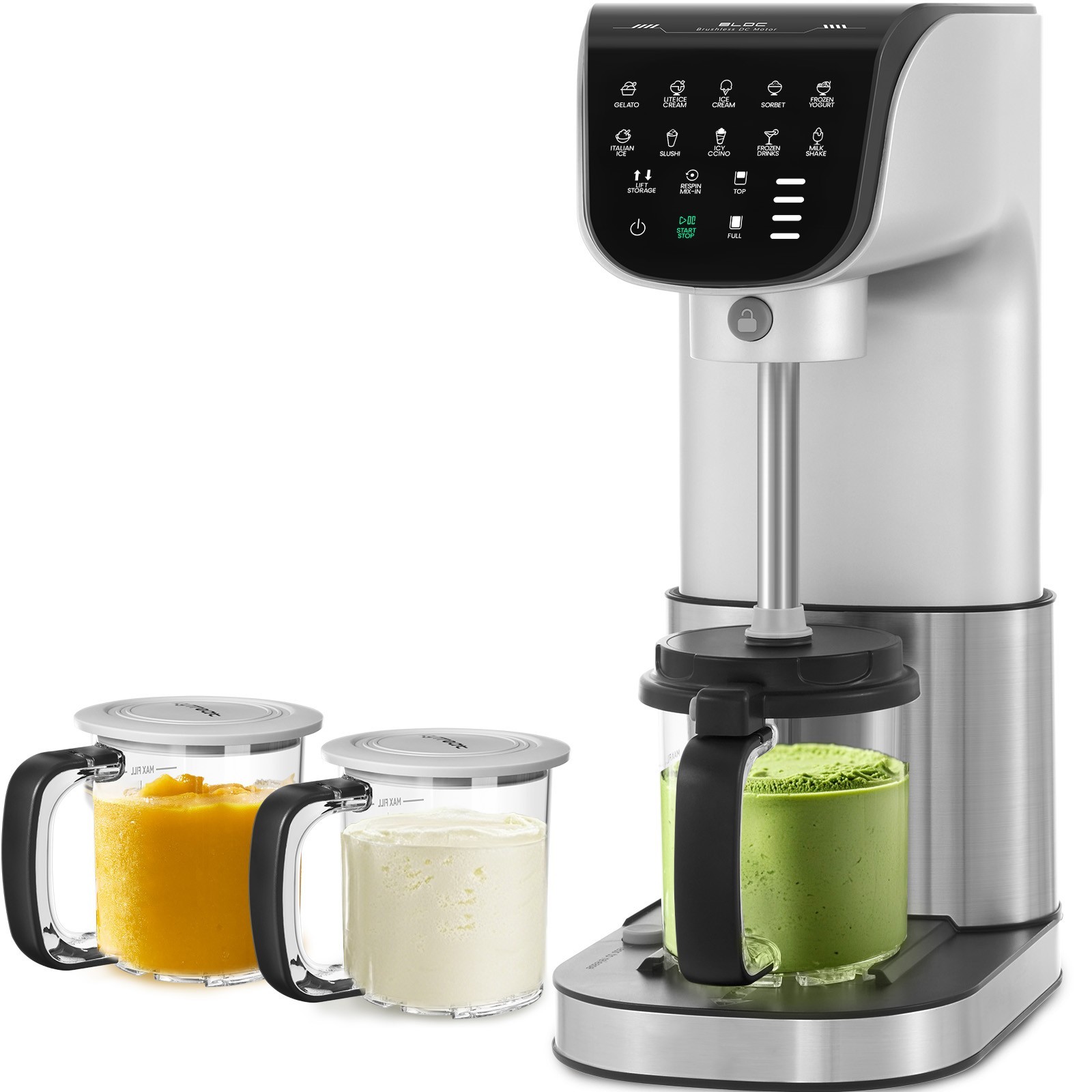 11-in-1 Automatic Ice Cream Maker Machine with 3 Family-Sized Pints – Make Gelat