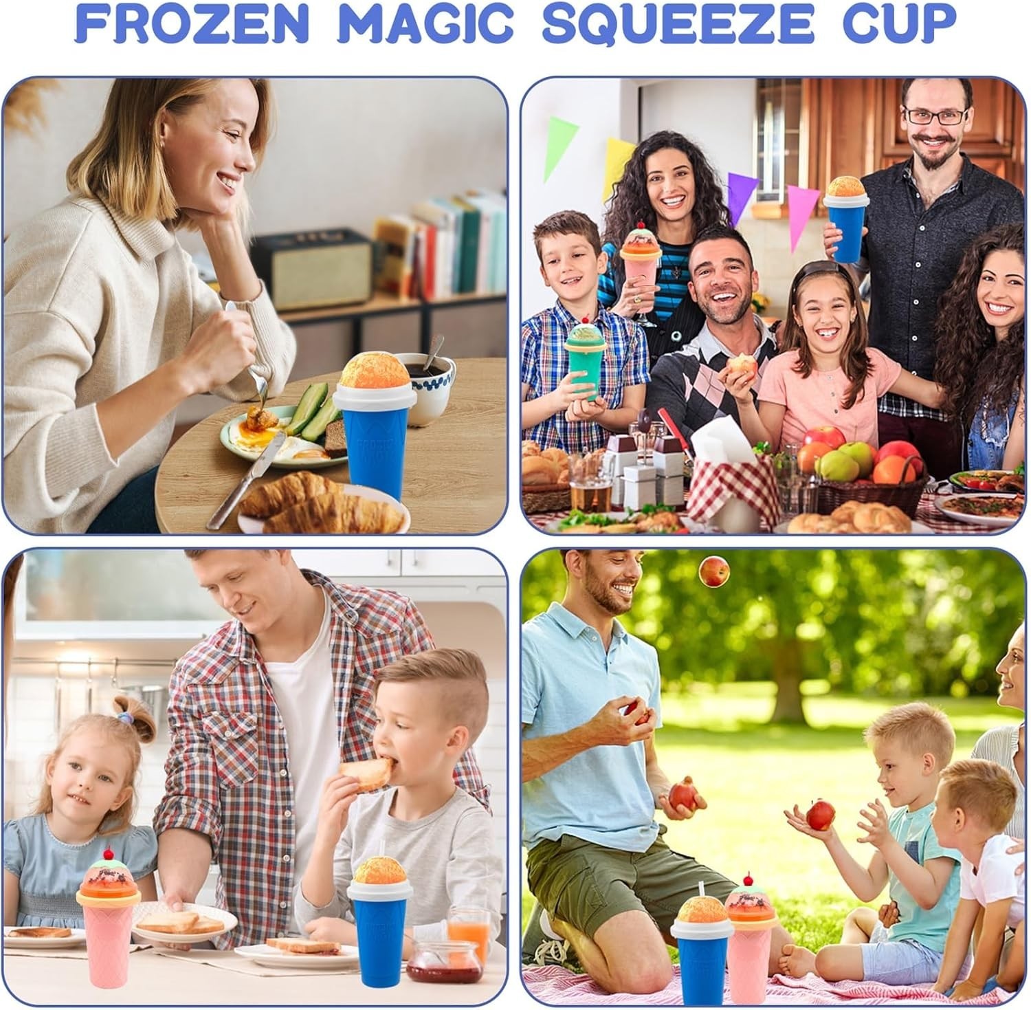 Slushie Cup 2 Pack Slushy Maker Cups DIY Magic Squeeze Cups Juice Milk Yogurt