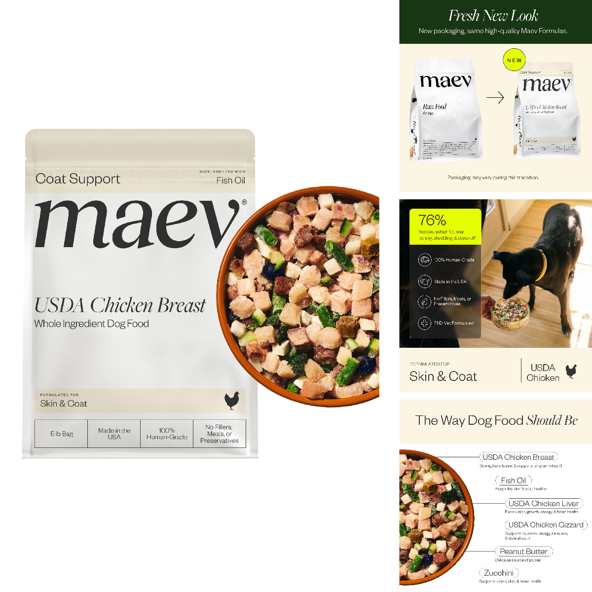 Maev Human-Grade Fresh-Frozen Chicken Dog Food Grain-Free Whole Ingredient Raw