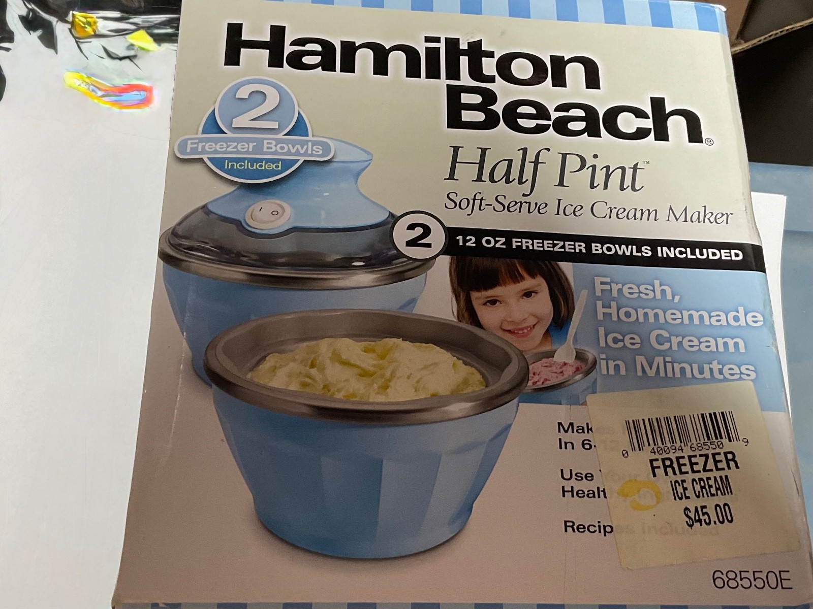 Hamilton Beach Half Pint Soft Serve Ice Cream Maker Model 68550E – NEW Sealed