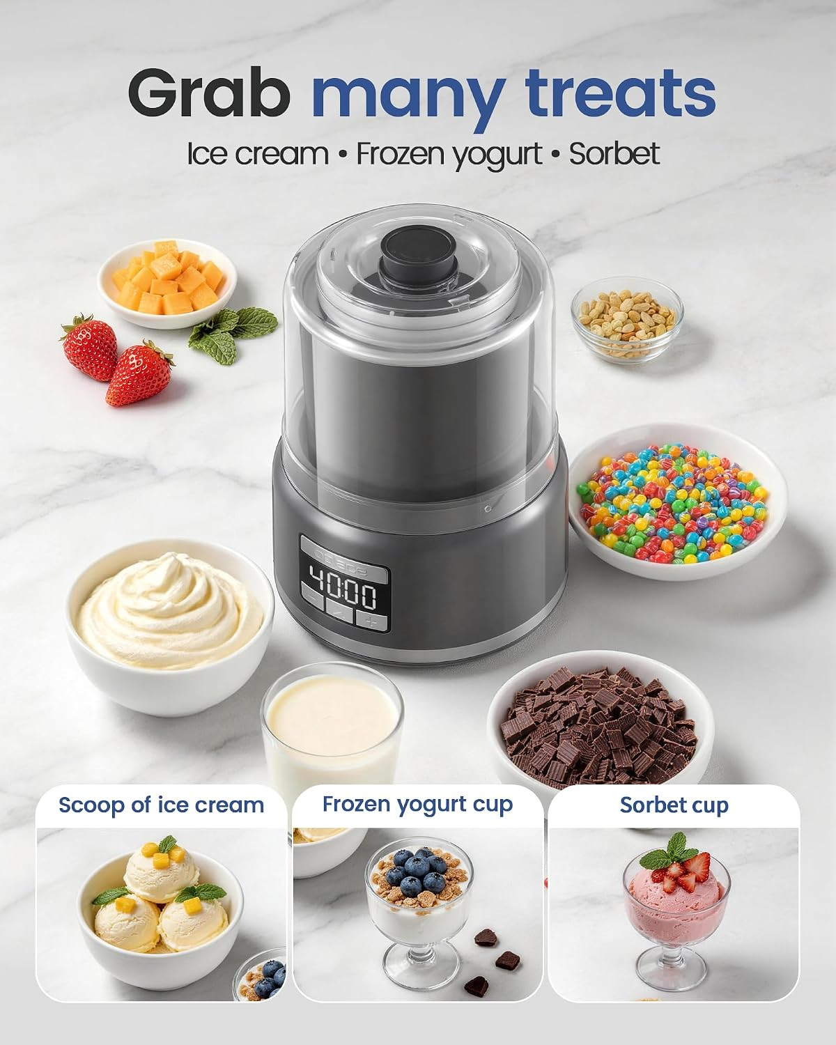 Ice Cream Maker Machine, 2.1 Quart Double Insulated Machine, Soft Serve Ice Crea
