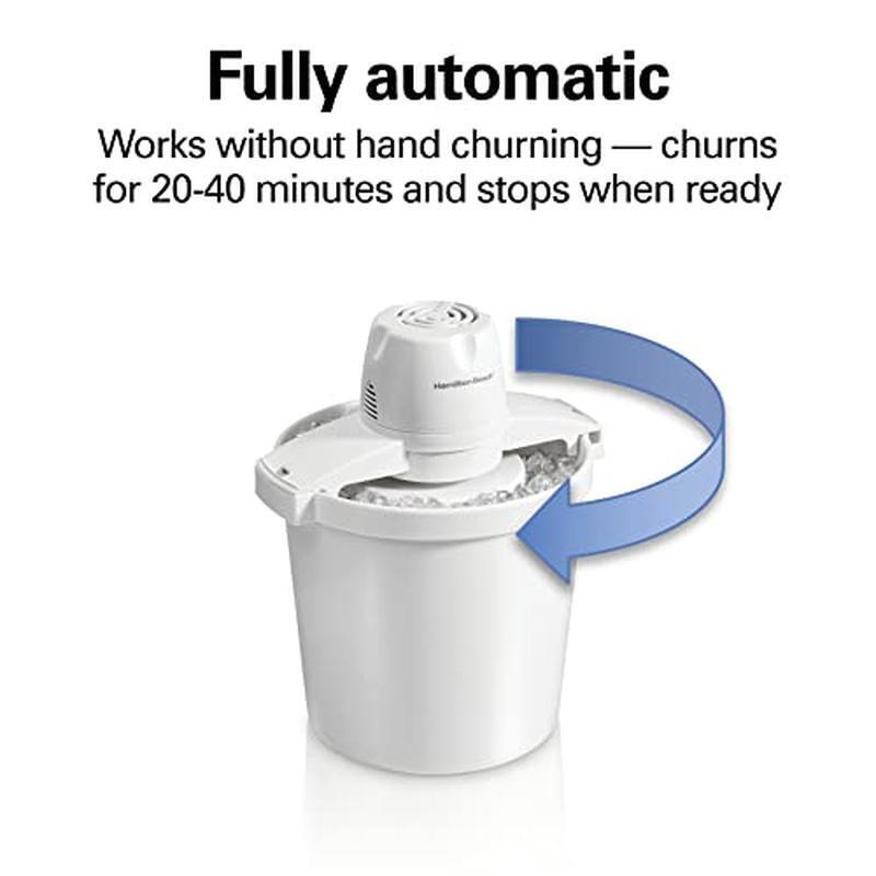 Electric Ice Cream Maker 4 Quart Family Size Frozen Treats White Fast Auto Churn