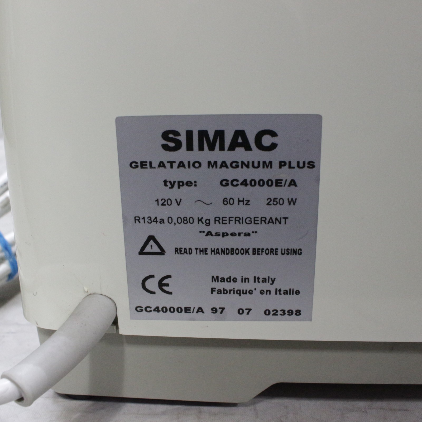 SIMAC GELATAIO Magnum Plus Ice Cream Gelato Maker 250 Watt Heavy Duty Tested