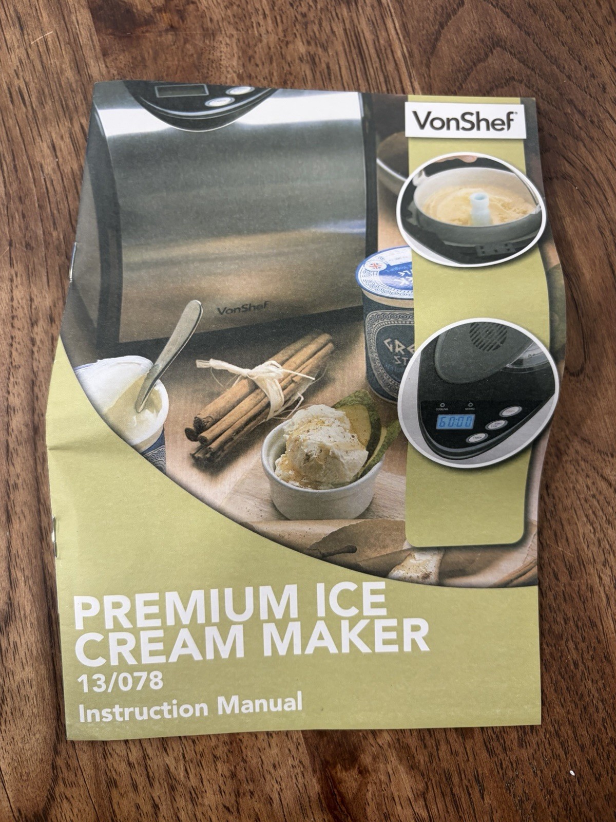 VonShef Professional Stainless ICE CREAM MAKER FROZEN Model 13-078