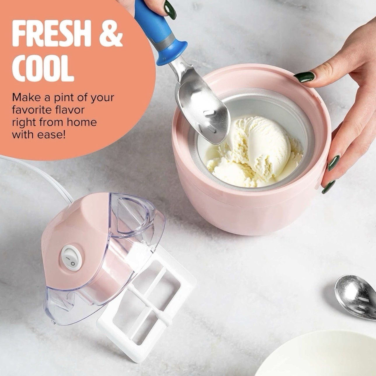 NEW TASTY 1 PINT PINK ICE CREAM, SOBERT & FROZEN YOGURT MAKER 5 LITERS