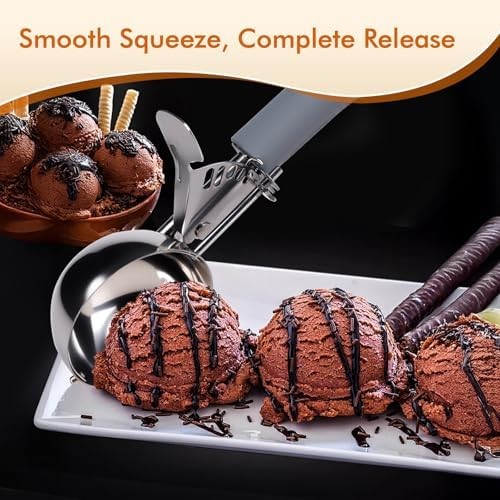 Fayomir 4 OZ Scoop, #8 Disher, Large Ice Cream Scoop with Trigger, Muffin Scoop,