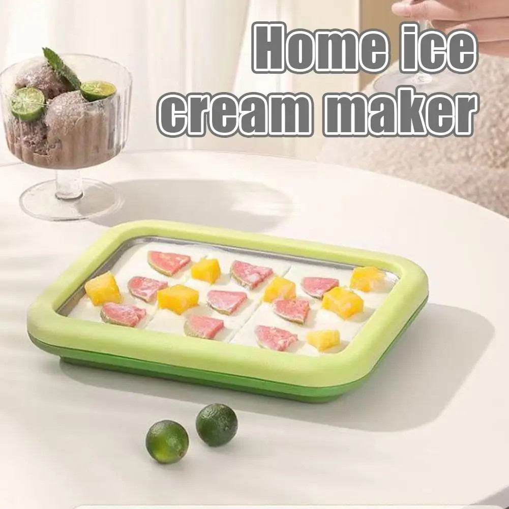 Ice Cream Maker Pan with 2 Scrapers Ice Cream Maker Plate Multifunctional Cold S