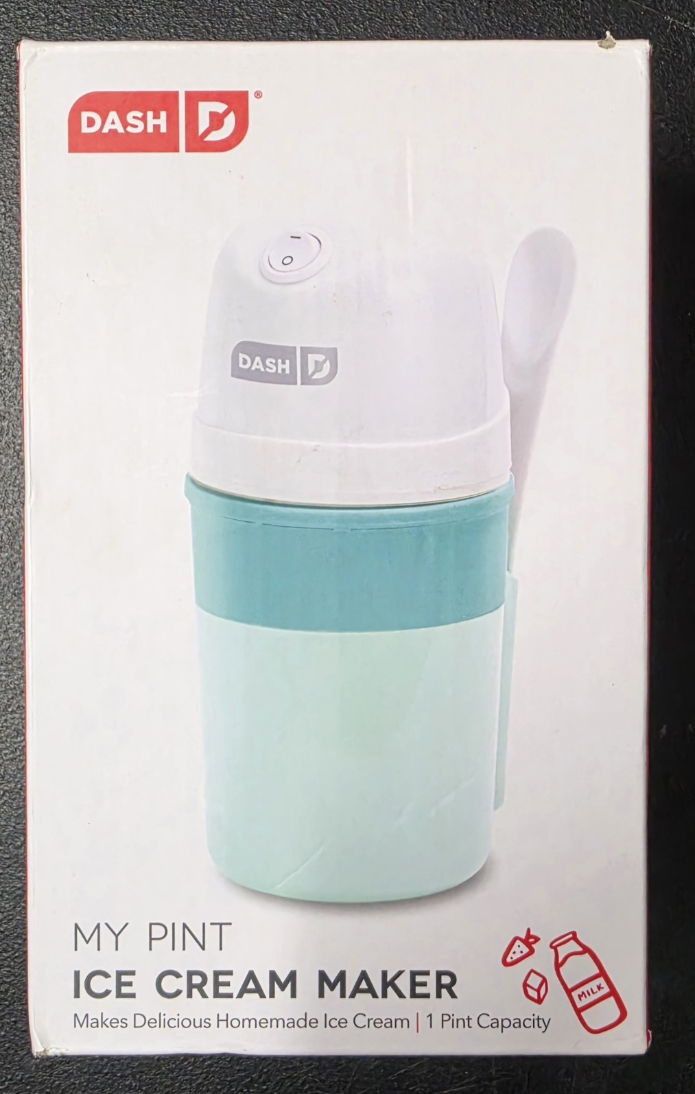 DASH My Pint Electric Ice Cream Maker 1 Pint White/Teal Freezer Bowl 100W