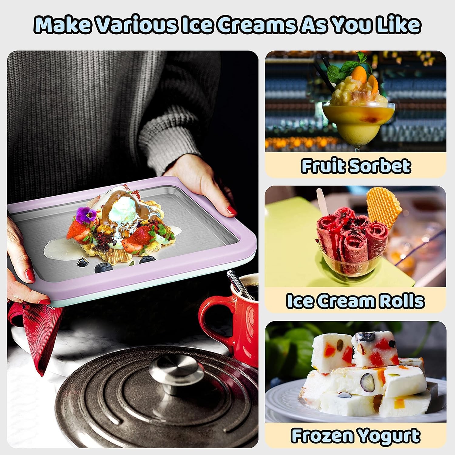 Manual Ice Cream Maker for Rolled Ice Cream & Frozen Yogurt – 5.5 oz Capacity