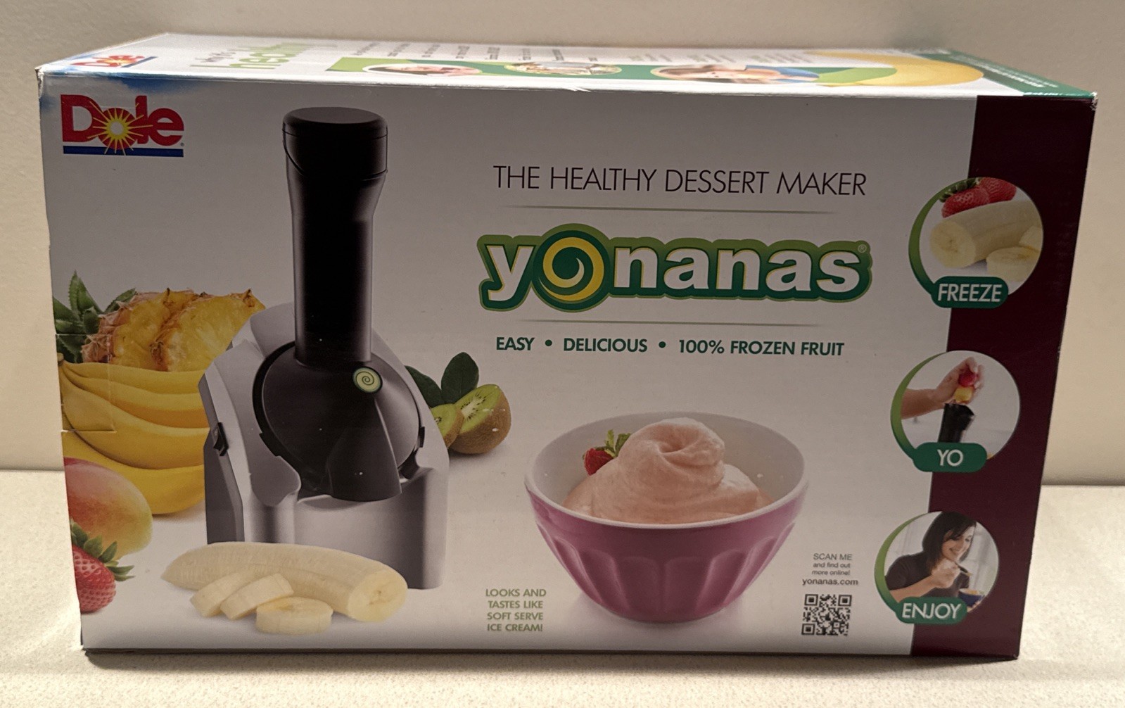 Dole Yonanas Frozen Fruit Healthy Dessert Maker. Soft Serve Fruit Ice Cream NEW