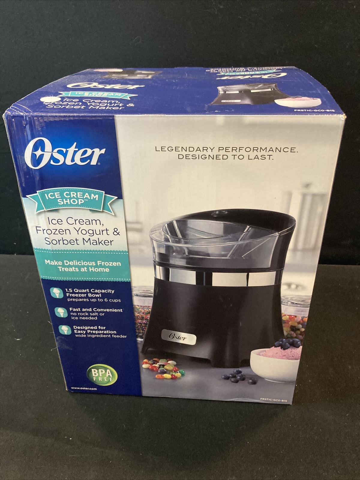 Oster Ice Cream Frozen Yogurt and Sorbet Maker FRSTIC-GCO-B15, 1.5 QT NOB