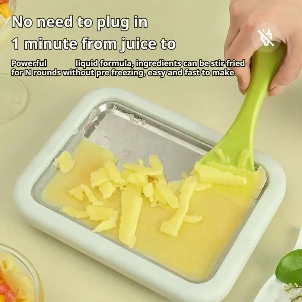 Ice Cream Maker Pan with 2 Scrapers Ice Cream Maker Plate Multifunctional Cold S