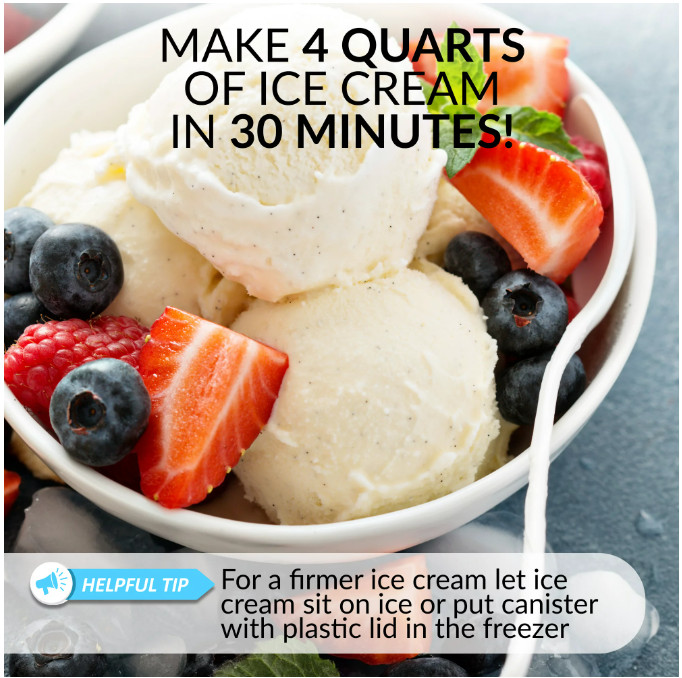 4-Quart Nostt Electric Ice Cream Frozen Yogurt Dessert Maker NEWalgia Wood Bucke