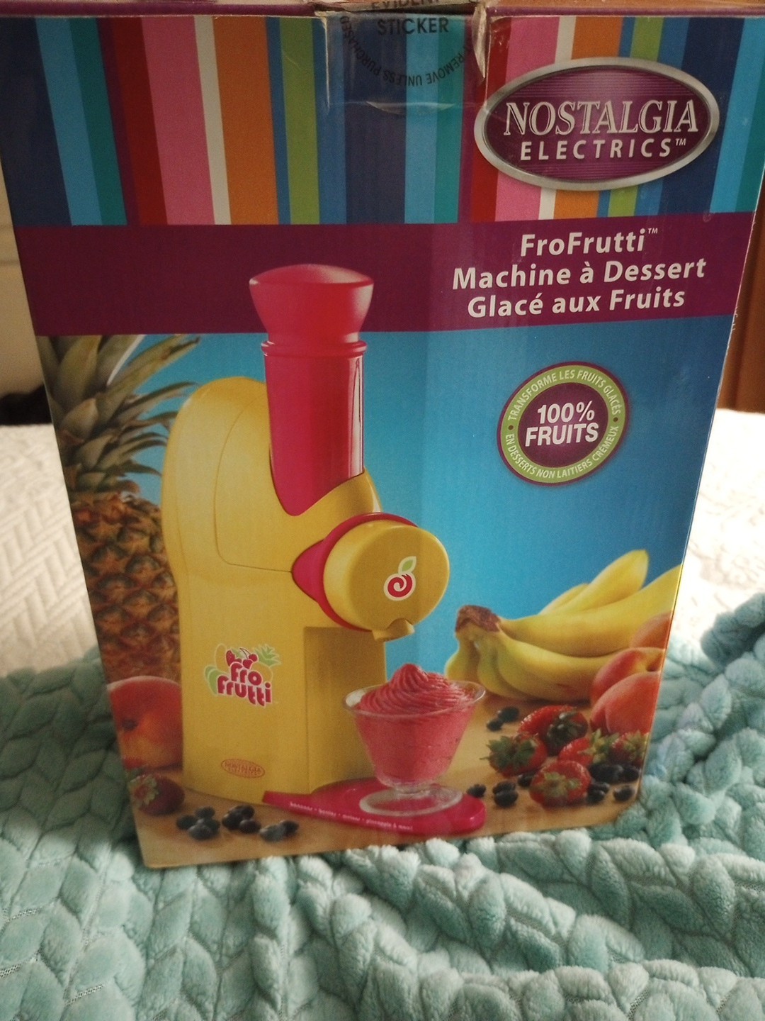 Nostalgia Electrics FroFrutti Frozen Fruit Dessert Maker – FFT100 Yellow/Pink