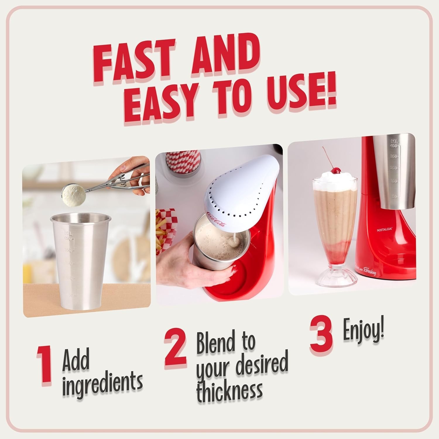 Two-Speed Electric Coca-Cola Limited Edition Milkshake Maker and Drink Mixer,…